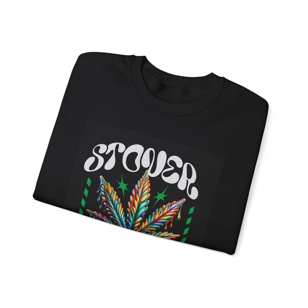 Sweatshirt — Stoner 'Grow Your Own Serenity' Colorful Cannabis Leaf Crewneck
