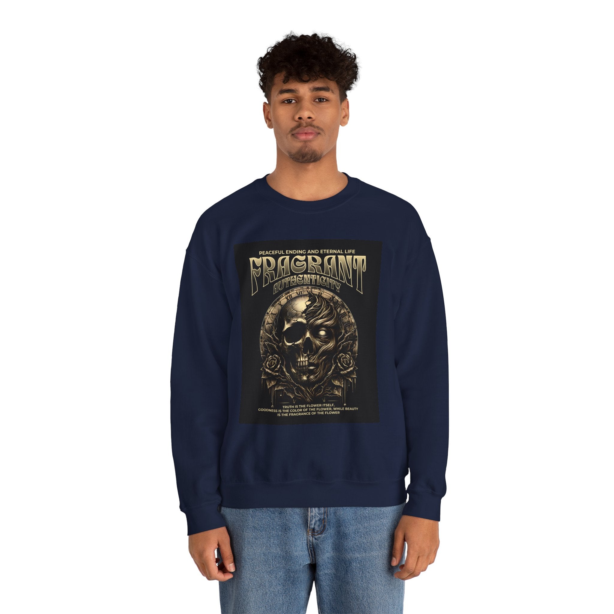 Skull & Roses Crewneck Sweatshirt — “Decrepit” Gothic Graphic
