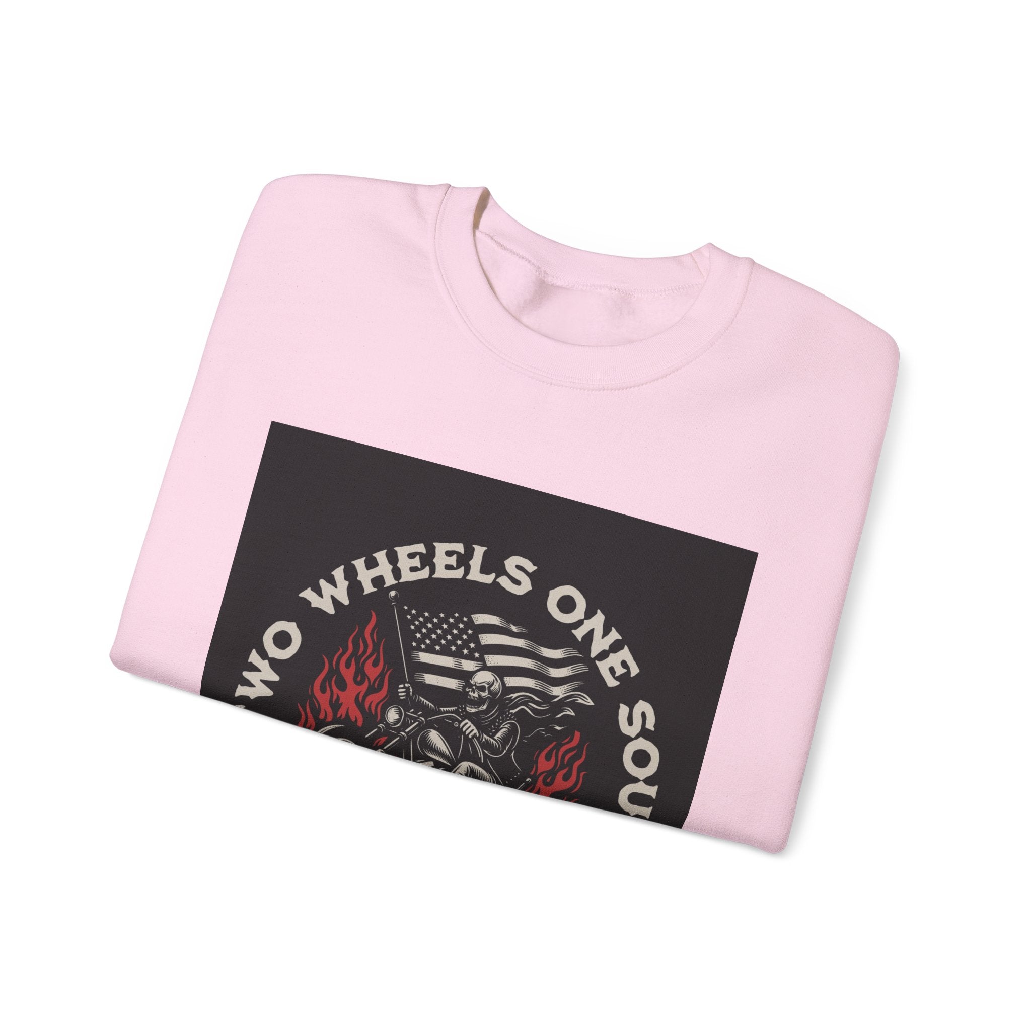 Motorcycle Crewneck Sweatshirt - "Two Wheels One Soul" Vintage Bike Graphic