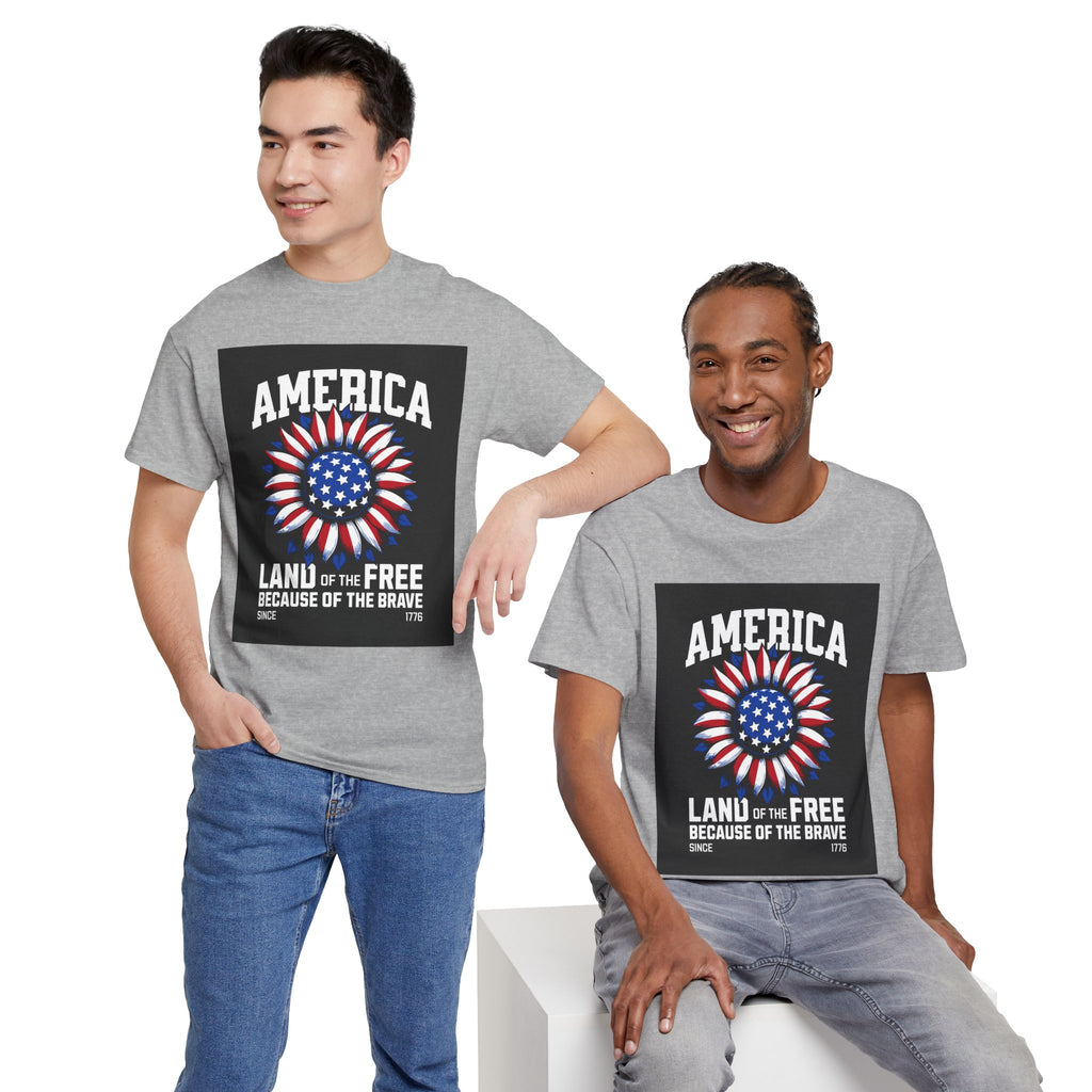 Patriotic America Tee — "Land of the Free Because of the Brave" Cotton T-Shirt