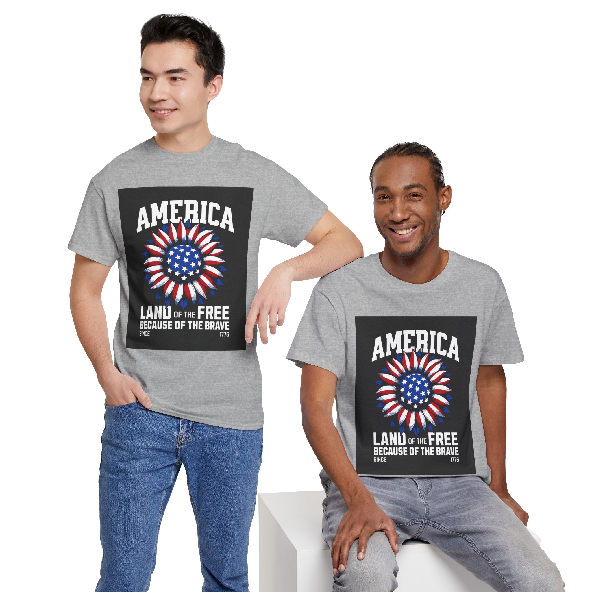Patriotic America Tee — "Land of the Free Because of the Brave" Cotton T-Shirt