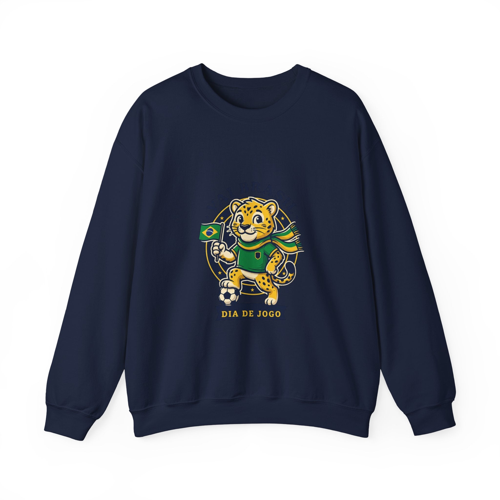 Vai Brasil Tiger Soccer Crewneck Sweatshirt | Brazil Flag, National Pride