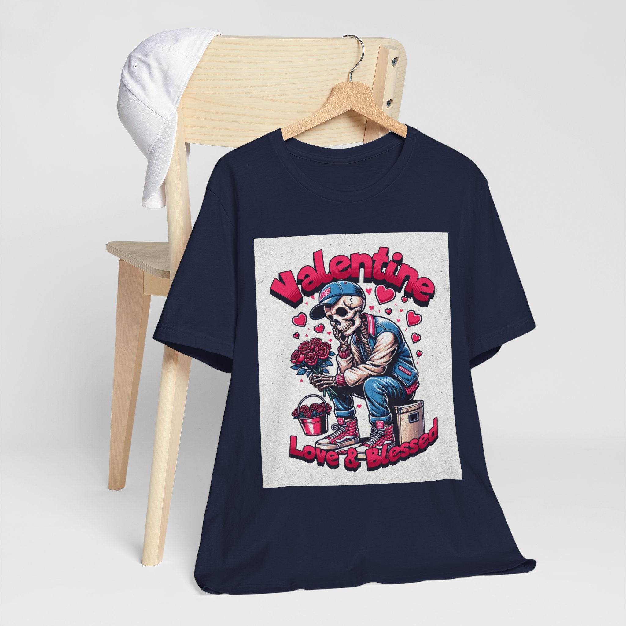 Valentine Skull T-Shirt – "Love & Blessed" Gothic Valentine Tee