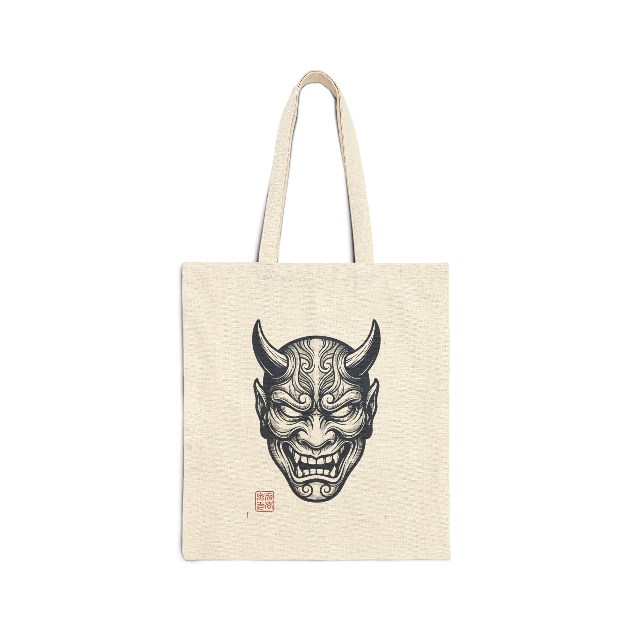 Hannya Mask Tote | Traditional Tattoo-Inspired, Flash-Style Canvas Tote
