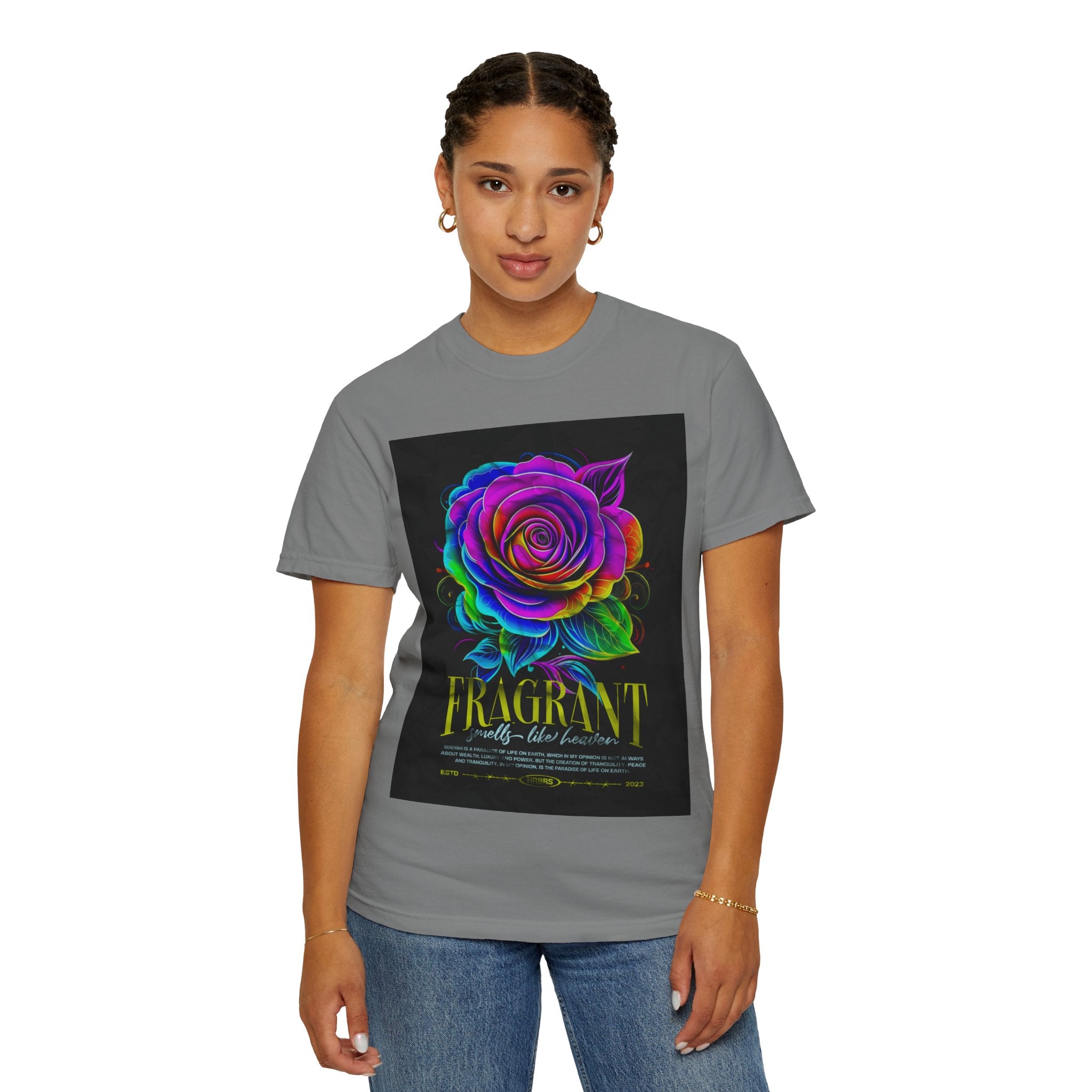 Fragrant Rainbow Rose T-Shirt — Vibrant Floral Graphic Tee