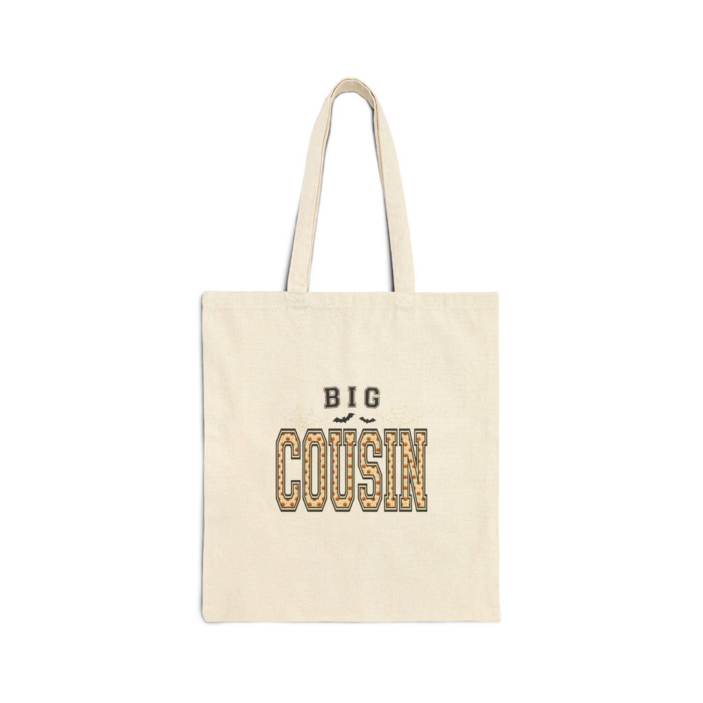 Big Cousin Tote | Halloween Family Matching, Spooky Lettering Canvas