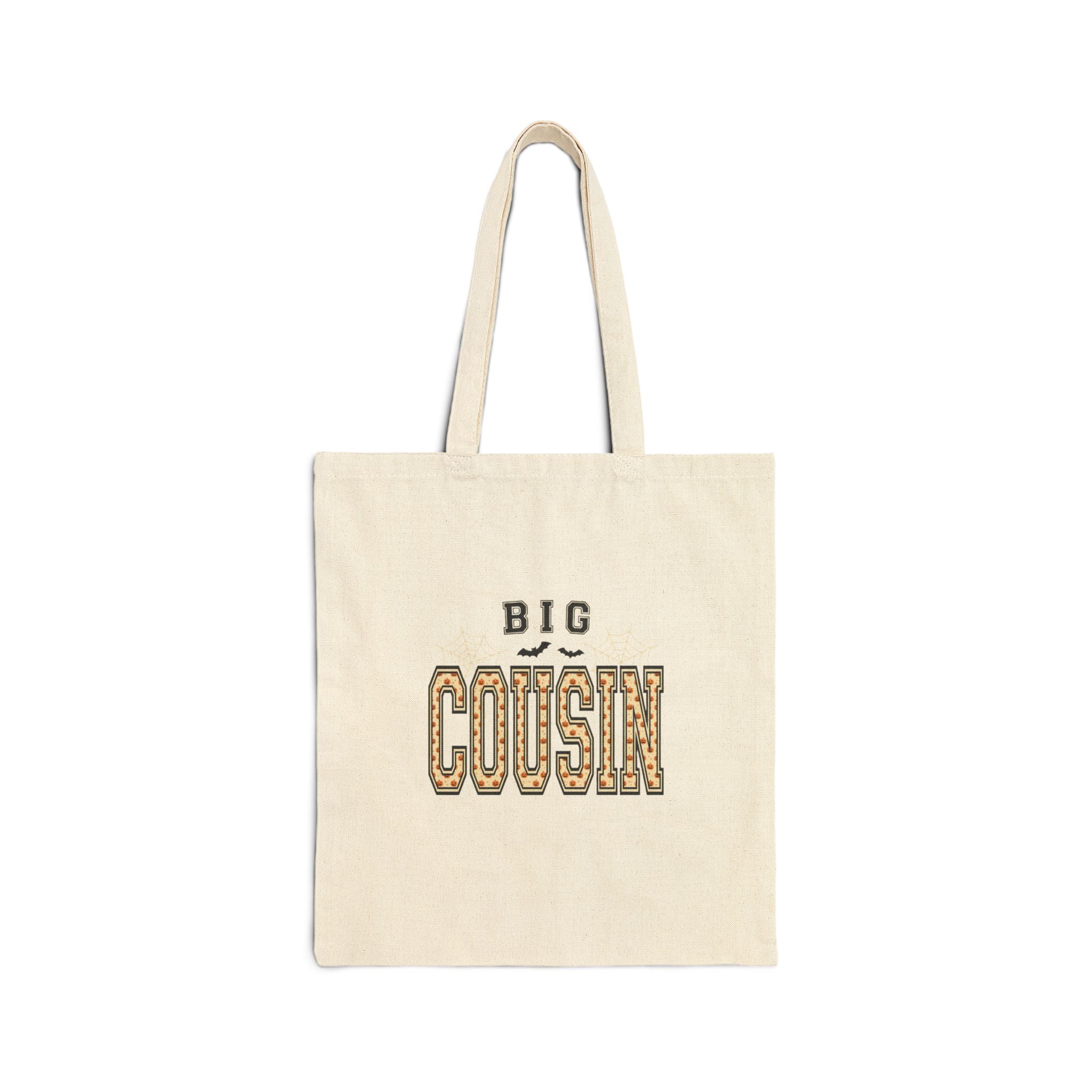 Big Cousin Tote | Halloween Family Matching, Spooky Lettering Canvas