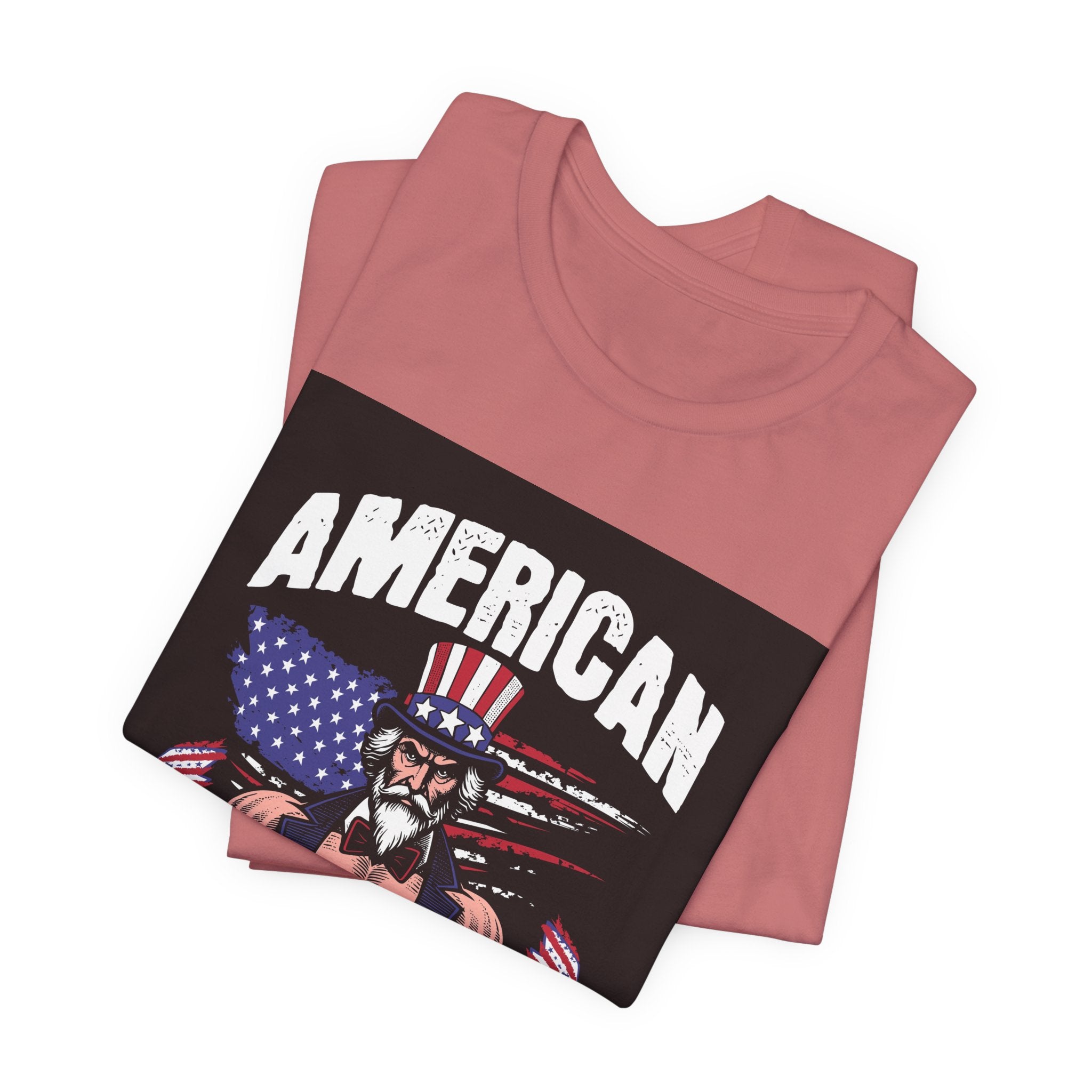 Patriot Power T-Shirt — American Flag Uncle Sam Muscle Graphic Tee