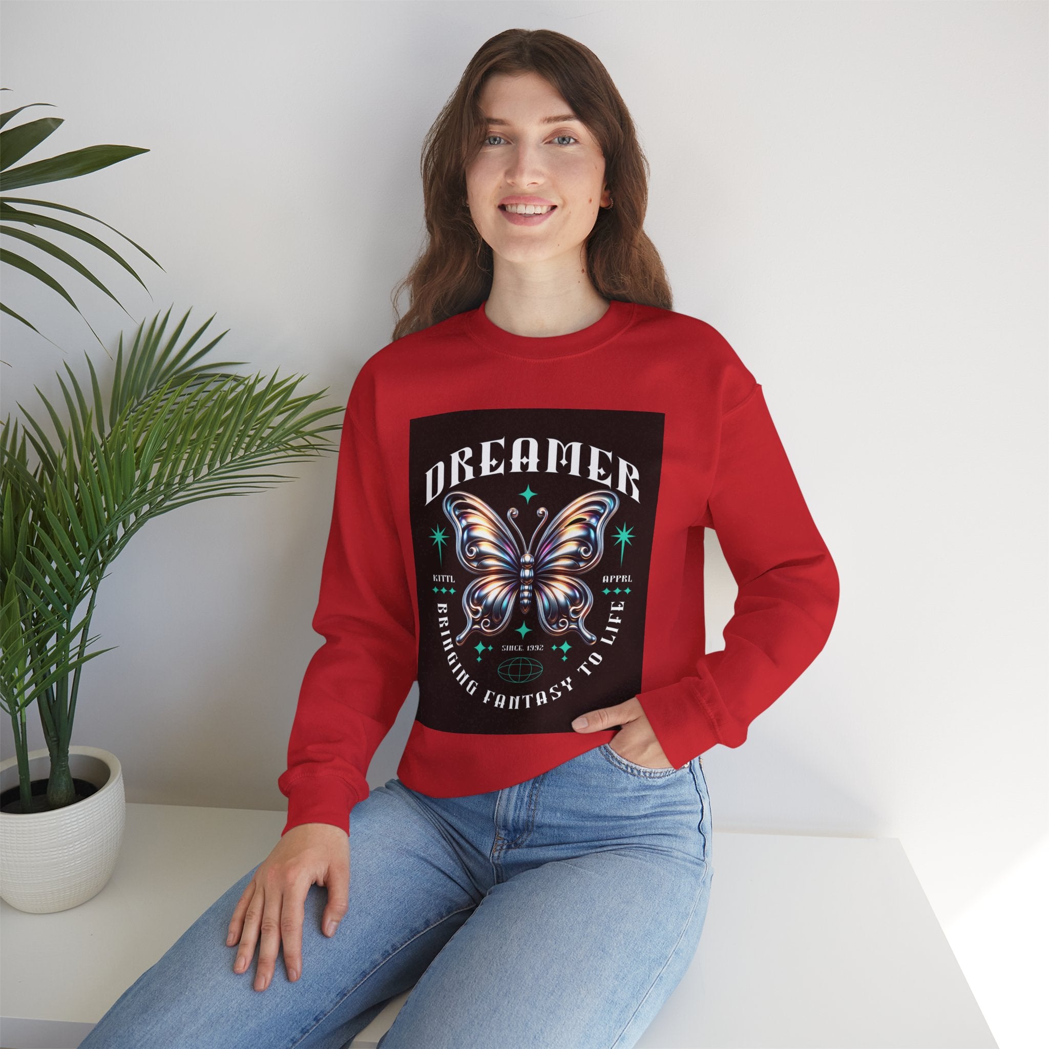 Dreamer Butterfly Crewneck Sweatshirt — Inspiring 'Dreamer' Graphic Pullover