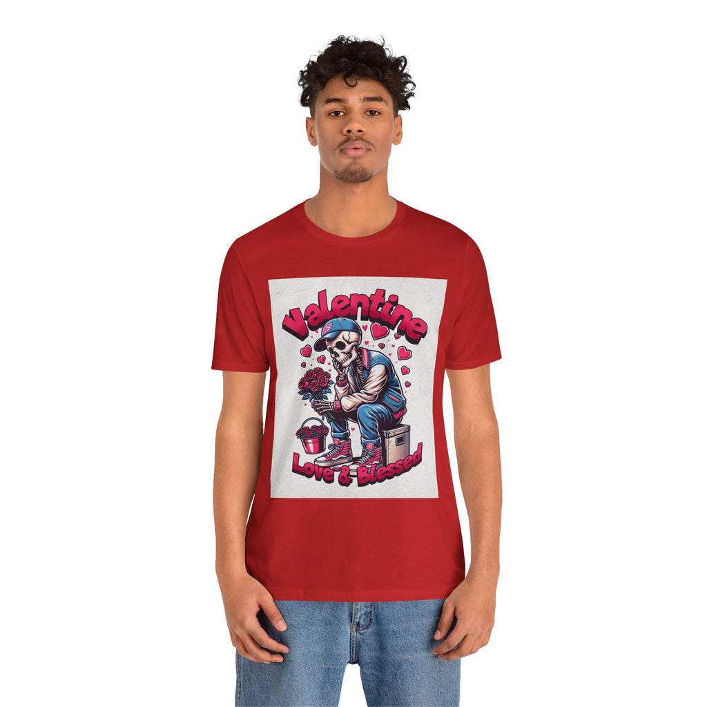 Valentine Skull T-Shirt – "Love & Blessed" Gothic Valentine Tee