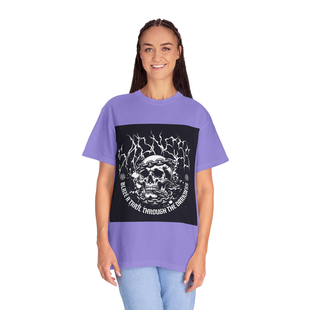 Graphic T-Shirt — 'Break a Path Through the Darkness' Skull Lightning Design
