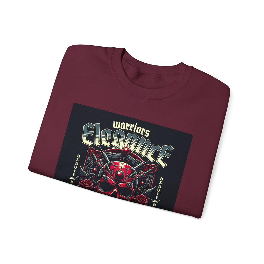 Crewneck Sweatshirt – "Warriors Electric" Skull & Roses Graphic