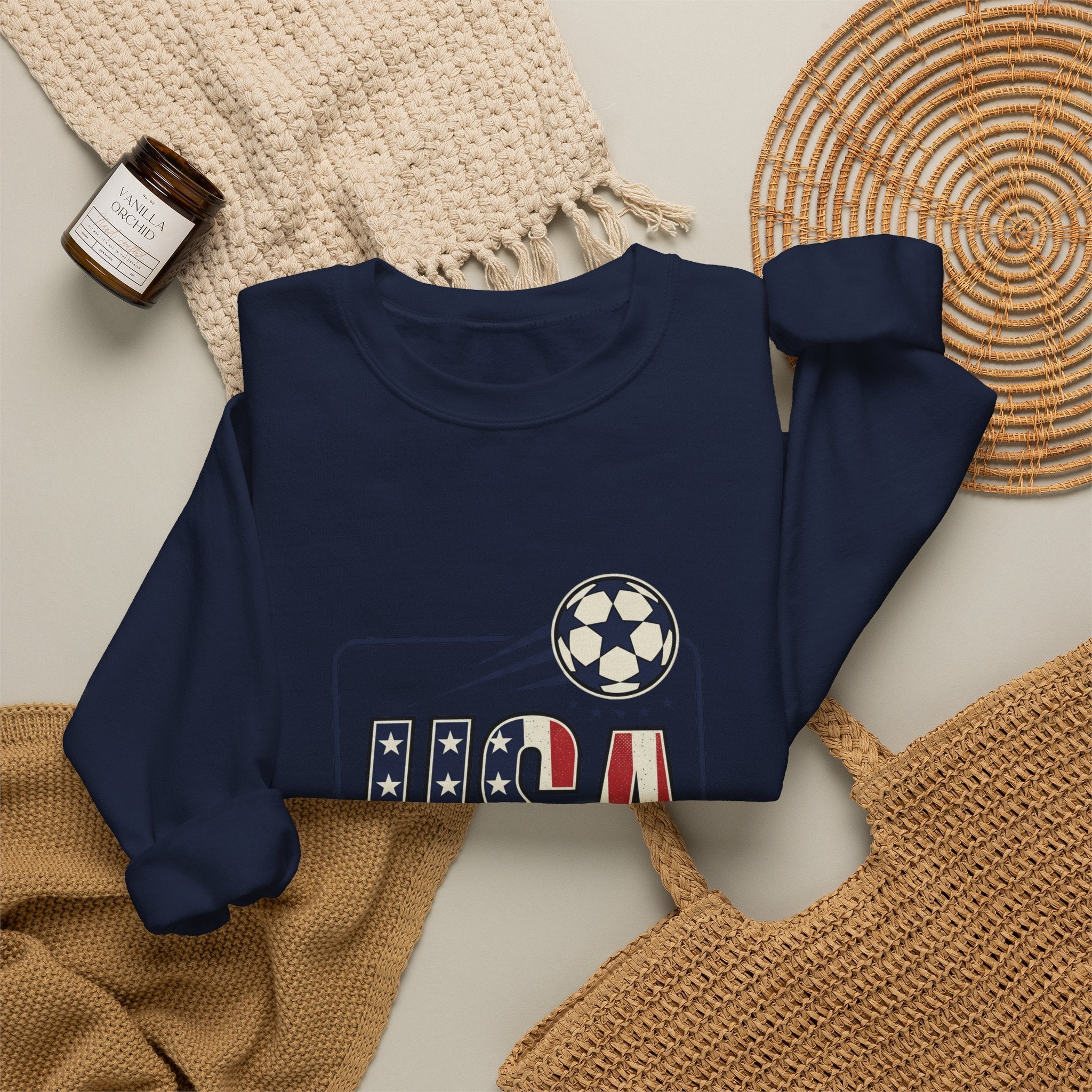 USA Soccer Crewneck Sweatshirt | American Flag Soccer Graphic