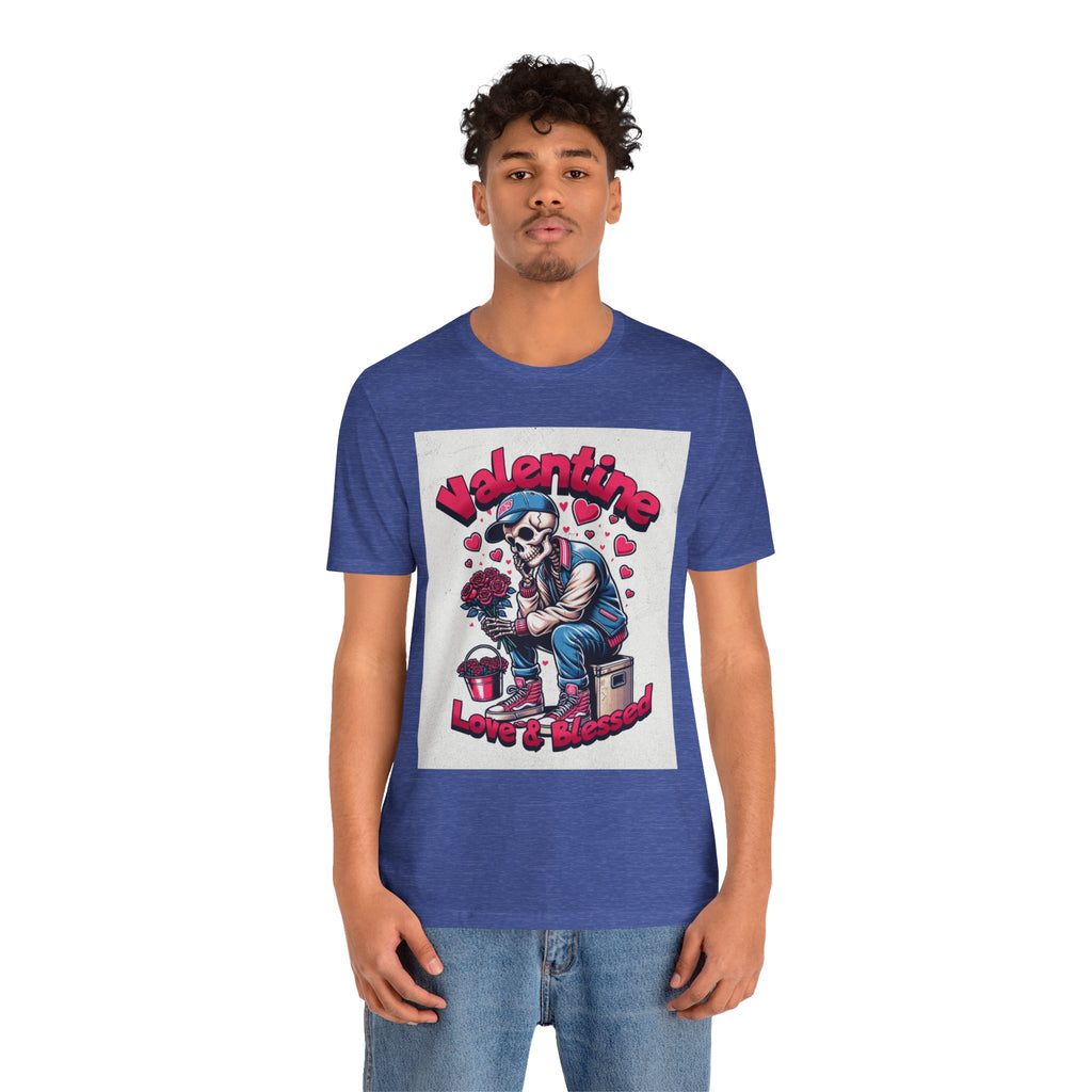 Valentine Skull T-Shirt – "Love & Blessed" Gothic Valentine Tee