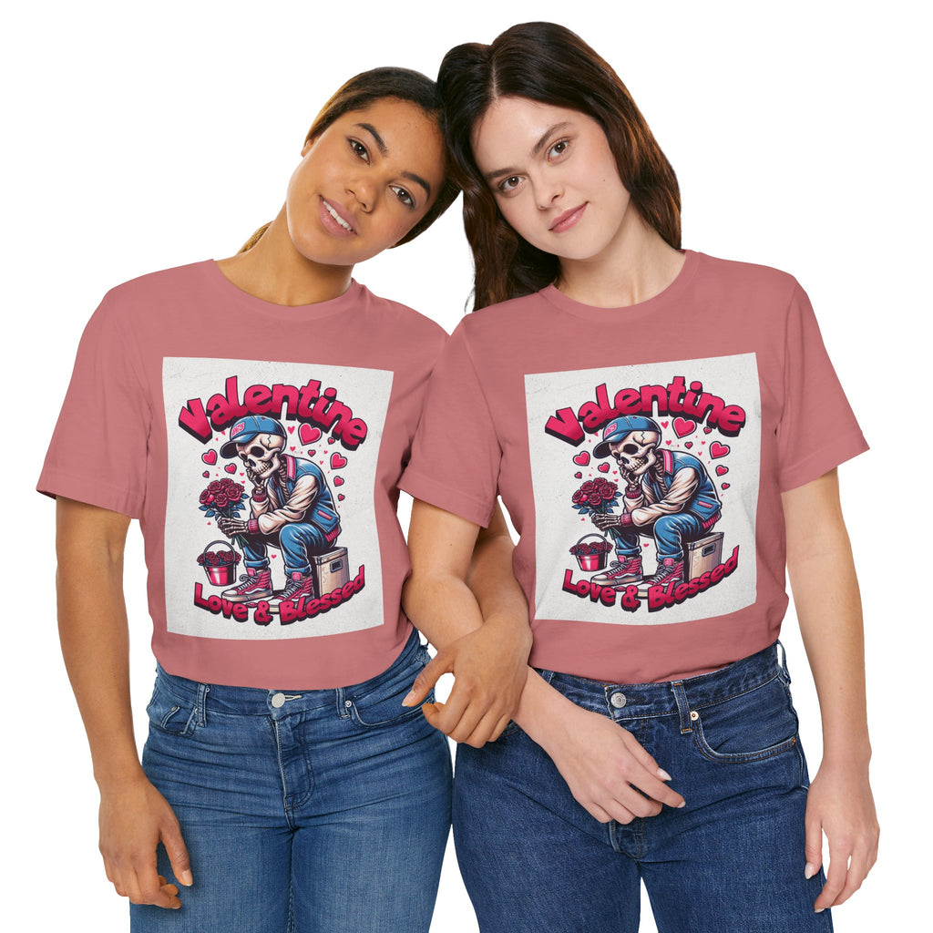 Valentine Skull T-Shirt – "Love & Blessed" Gothic Valentine Tee