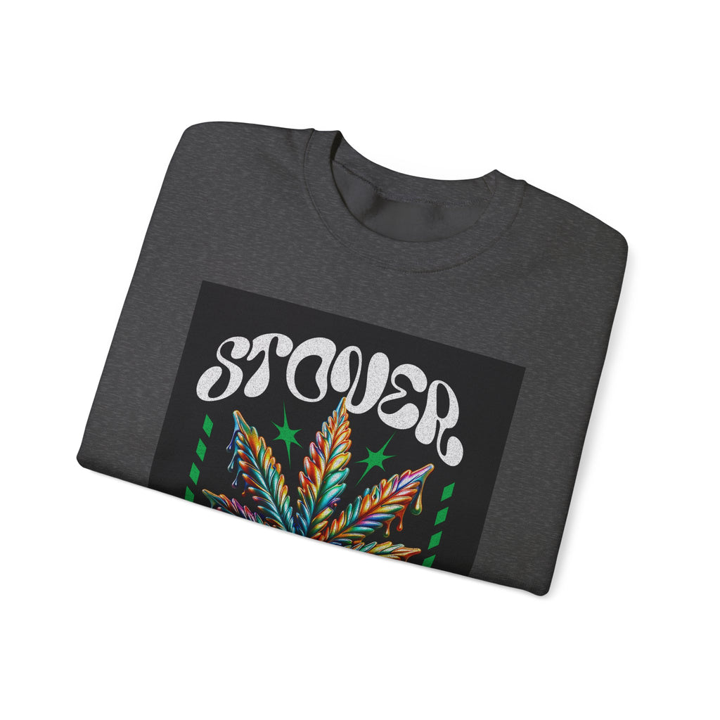 Sweatshirt — Stoner 'Grow Your Own Serenity' Colorful Cannabis Leaf Crewneck