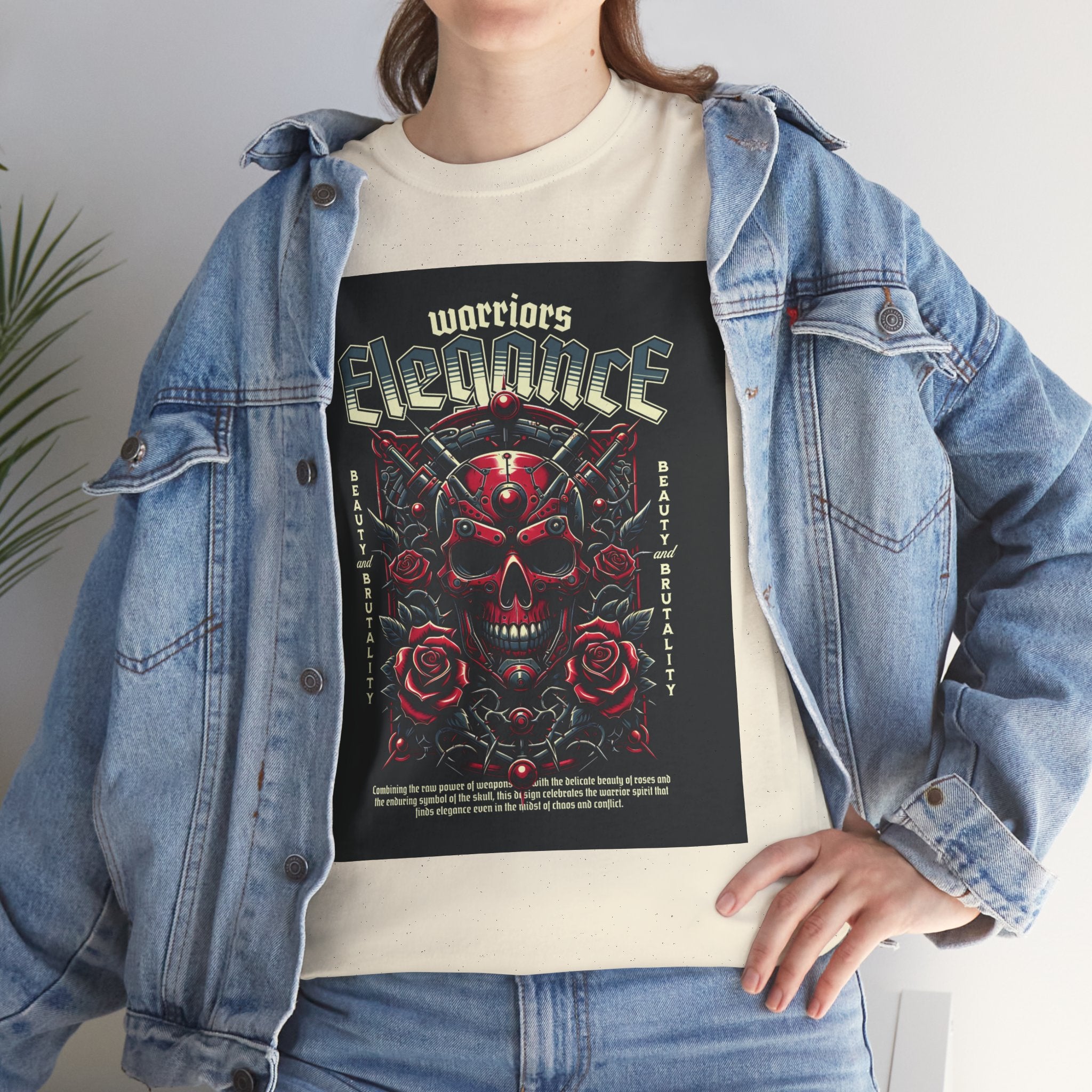 Warriors Electric Skull T‑Shirt — Red Skull & Roses Rock Graphic Tee