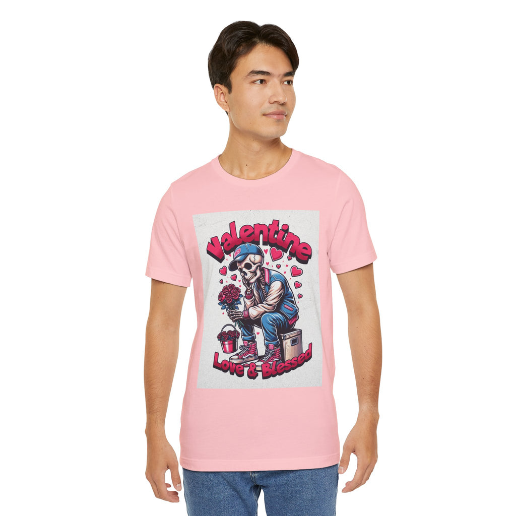 Valentine Skull T-Shirt – "Love & Blessed" Gothic Valentine Tee