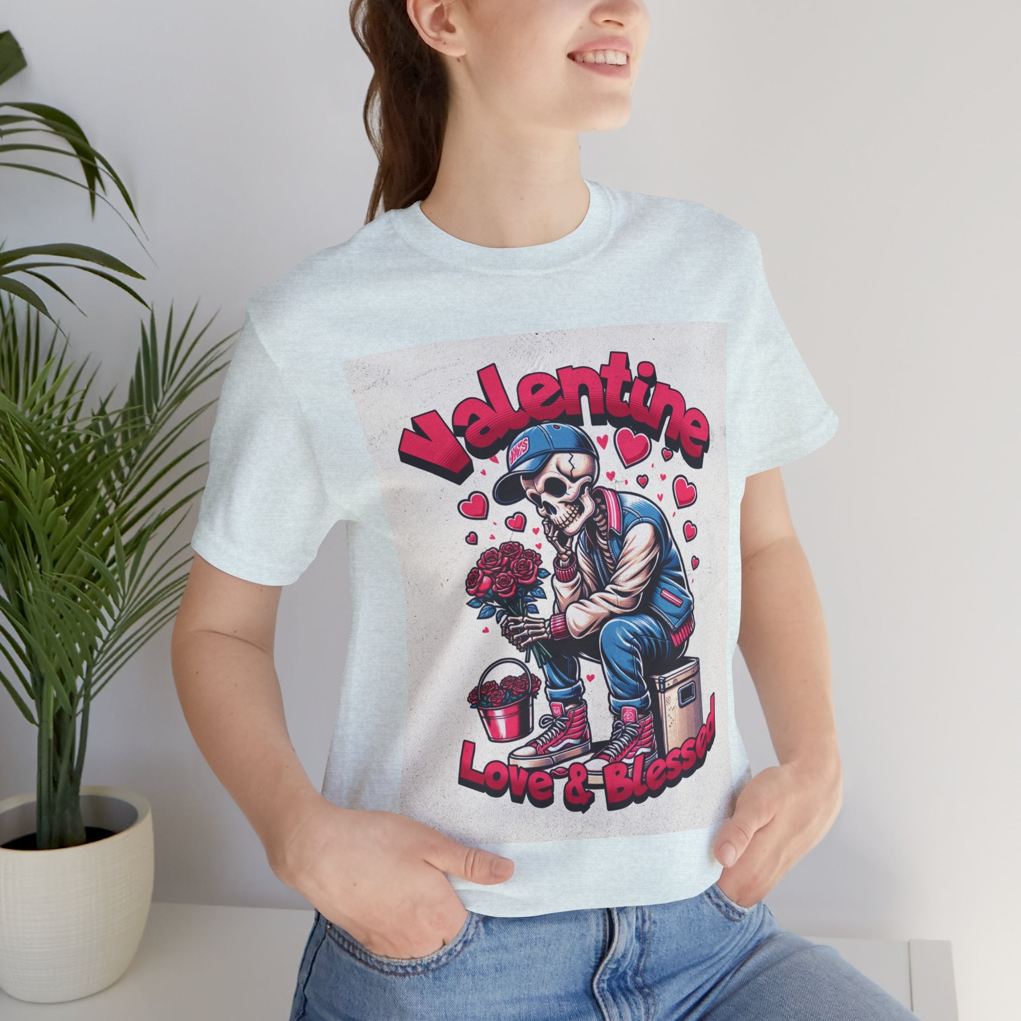 Valentine Skull T-Shirt – "Love & Blessed" Gothic Valentine Tee