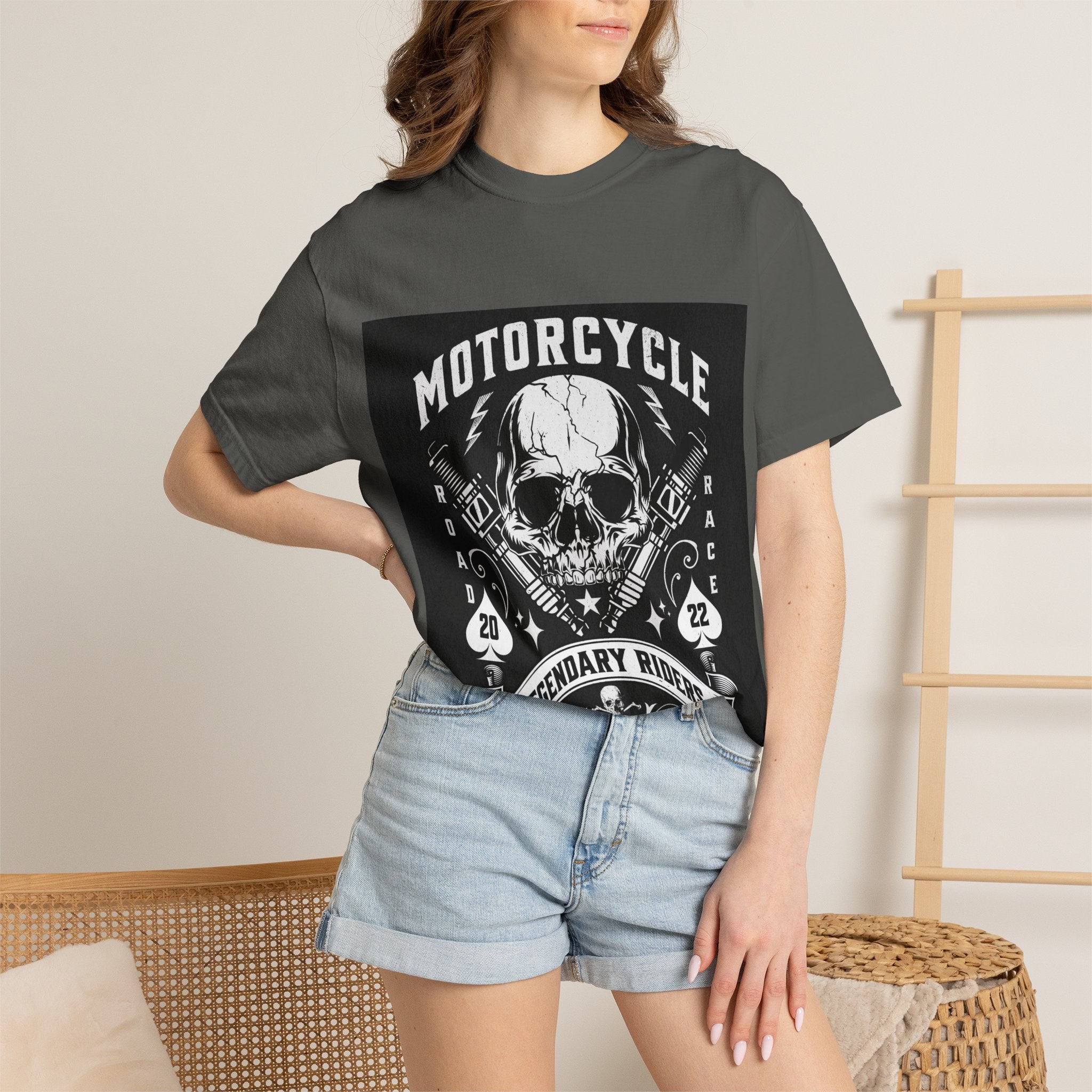 Motorcycle Skull Tee — "Legendary Riders" Vintage Biker Graphic T-Shirt