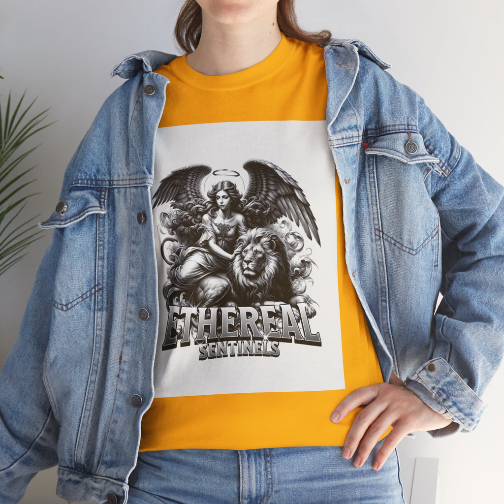 Angel & Lion Graphic Tee — "Ethereal" Vintage Gothic Streetwear