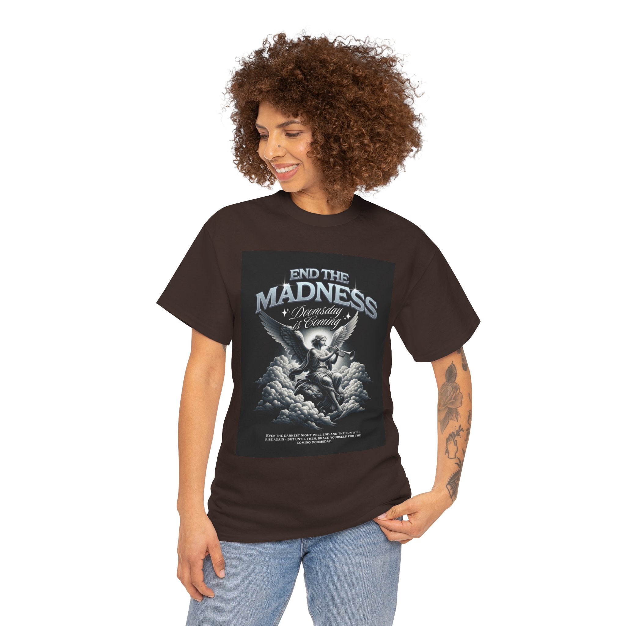 End the Madness Angel Graphic Tee — Vintage Gothic Band-Style T-Shirt