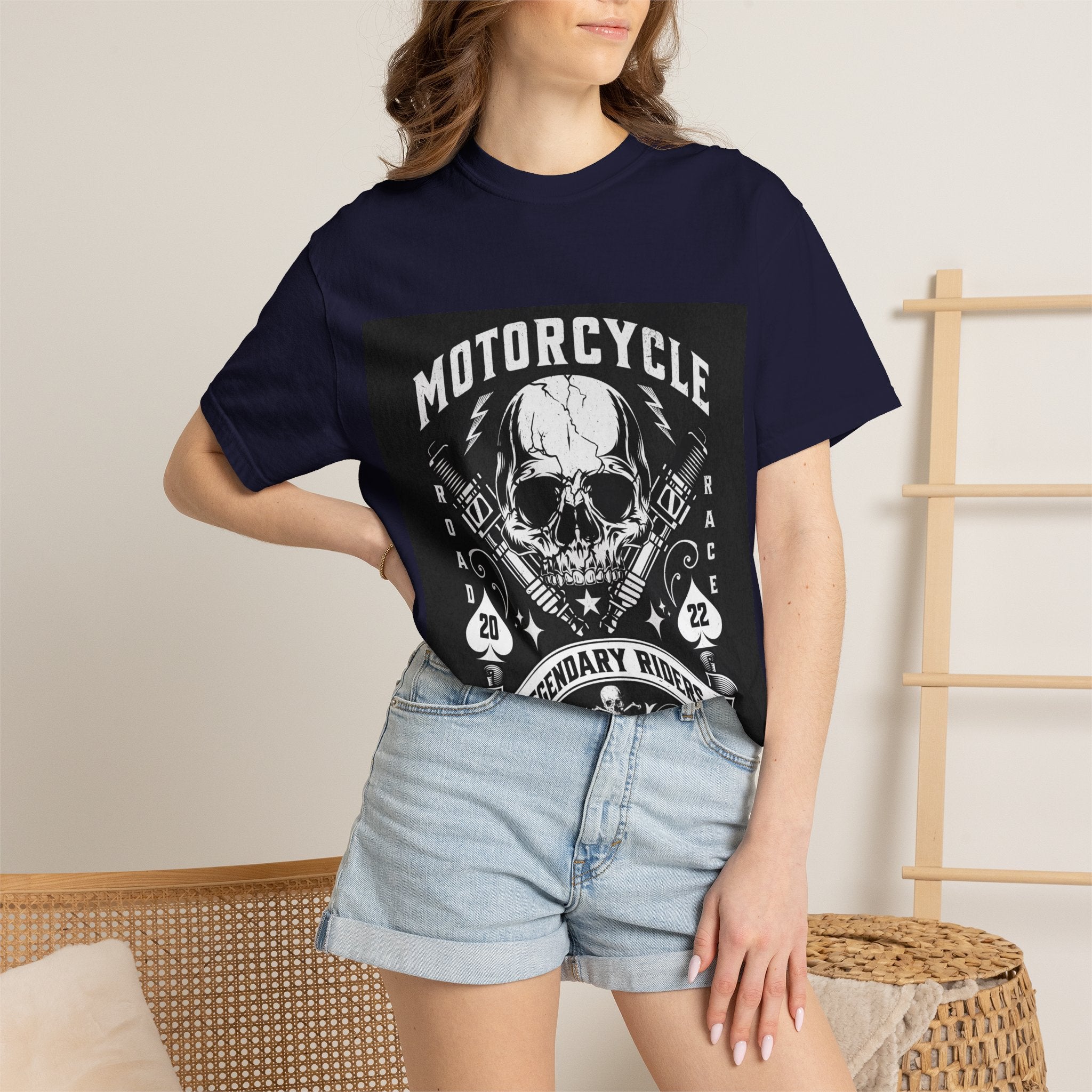 Motorcycle Skull Tee — "Legendary Riders" Vintage Biker Graphic T-Shirt