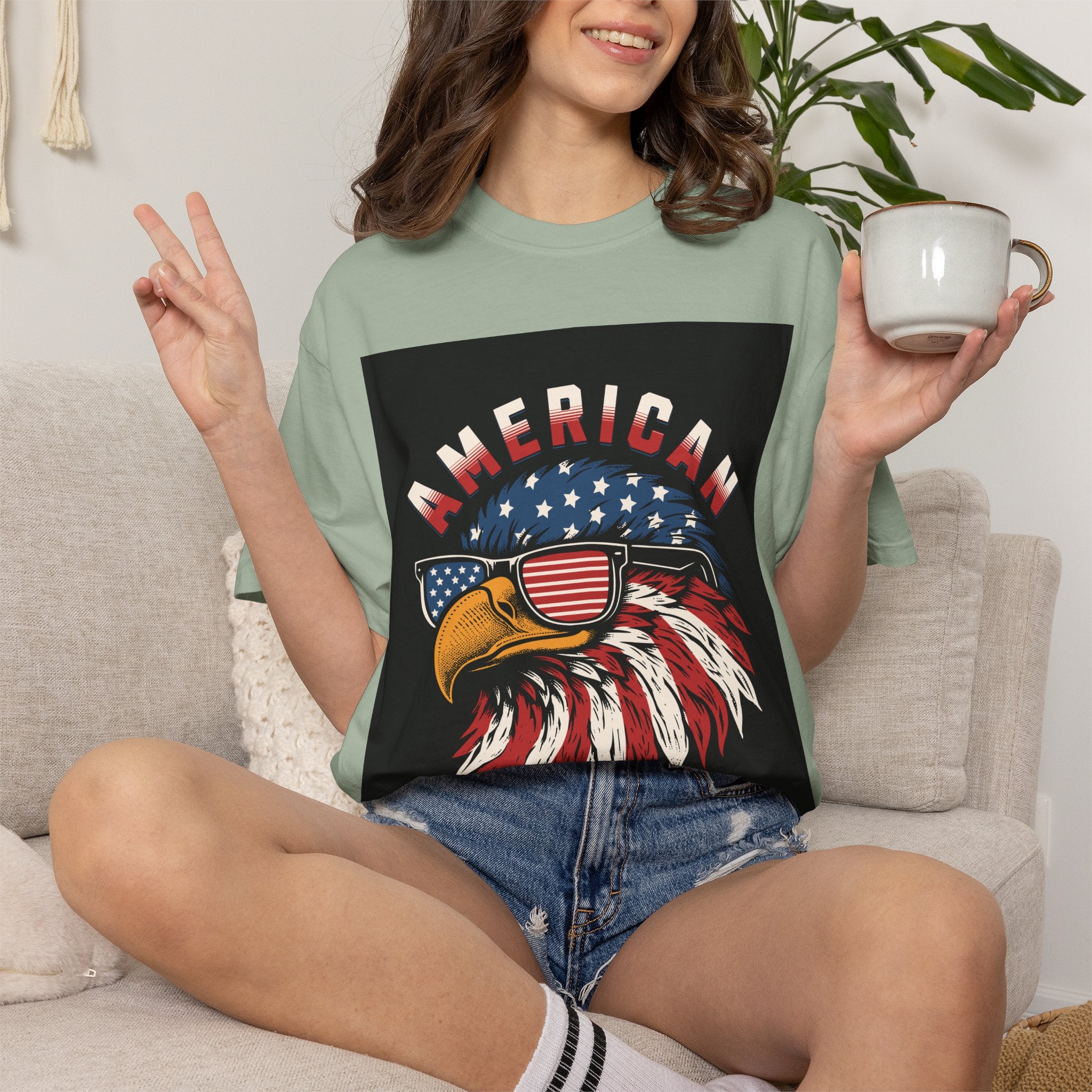 American Eagle Sunglasses T-Shirt — Patriotic USA Flag Graphic
