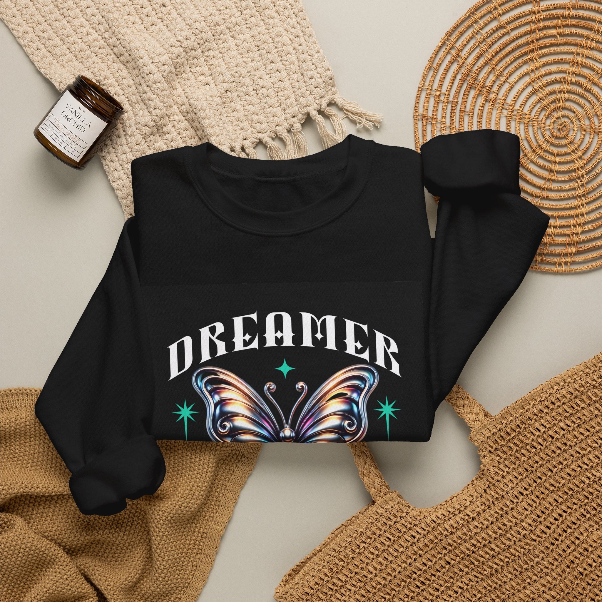 Dreamer Butterfly Crewneck Sweatshirt — Inspiring 'Dreamer' Graphic Pullover