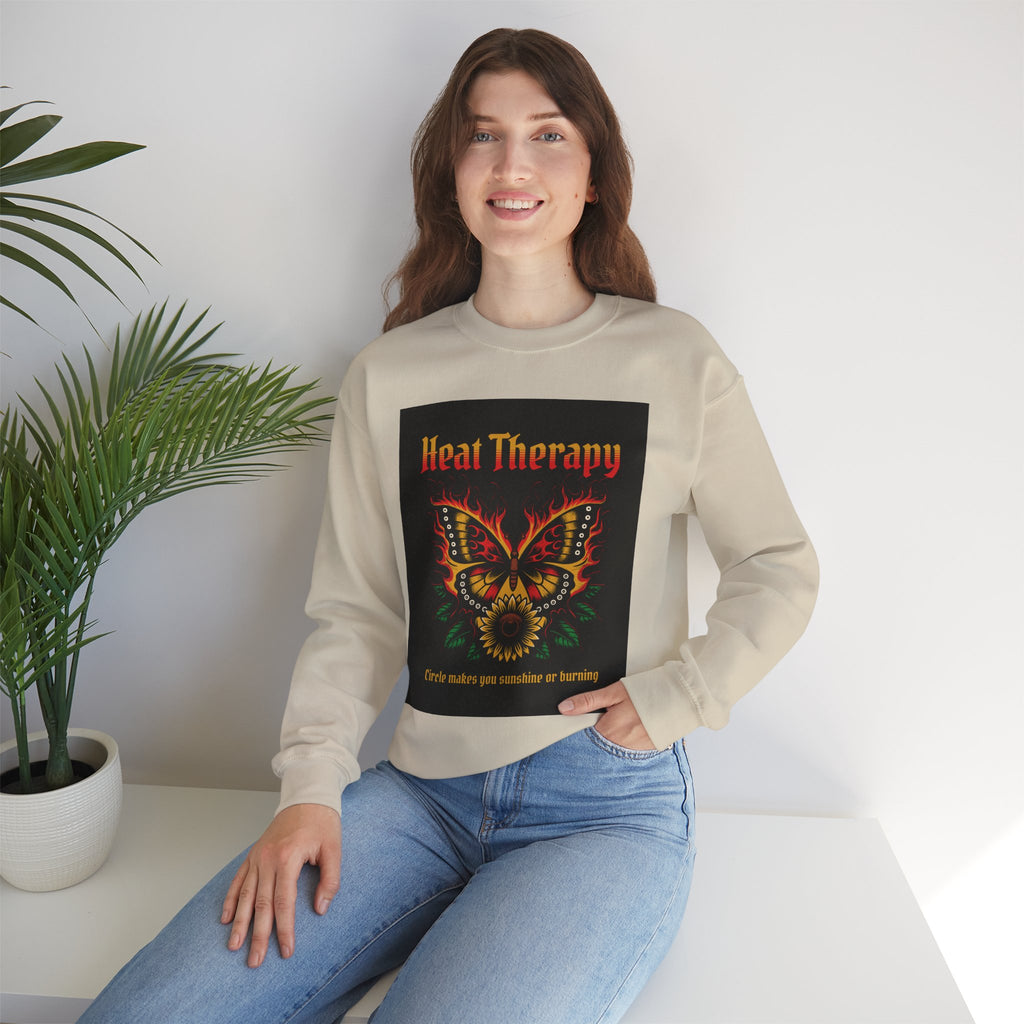 Heat Therapy Crewneck Sweatshirt — Butterfly Flame Graphic