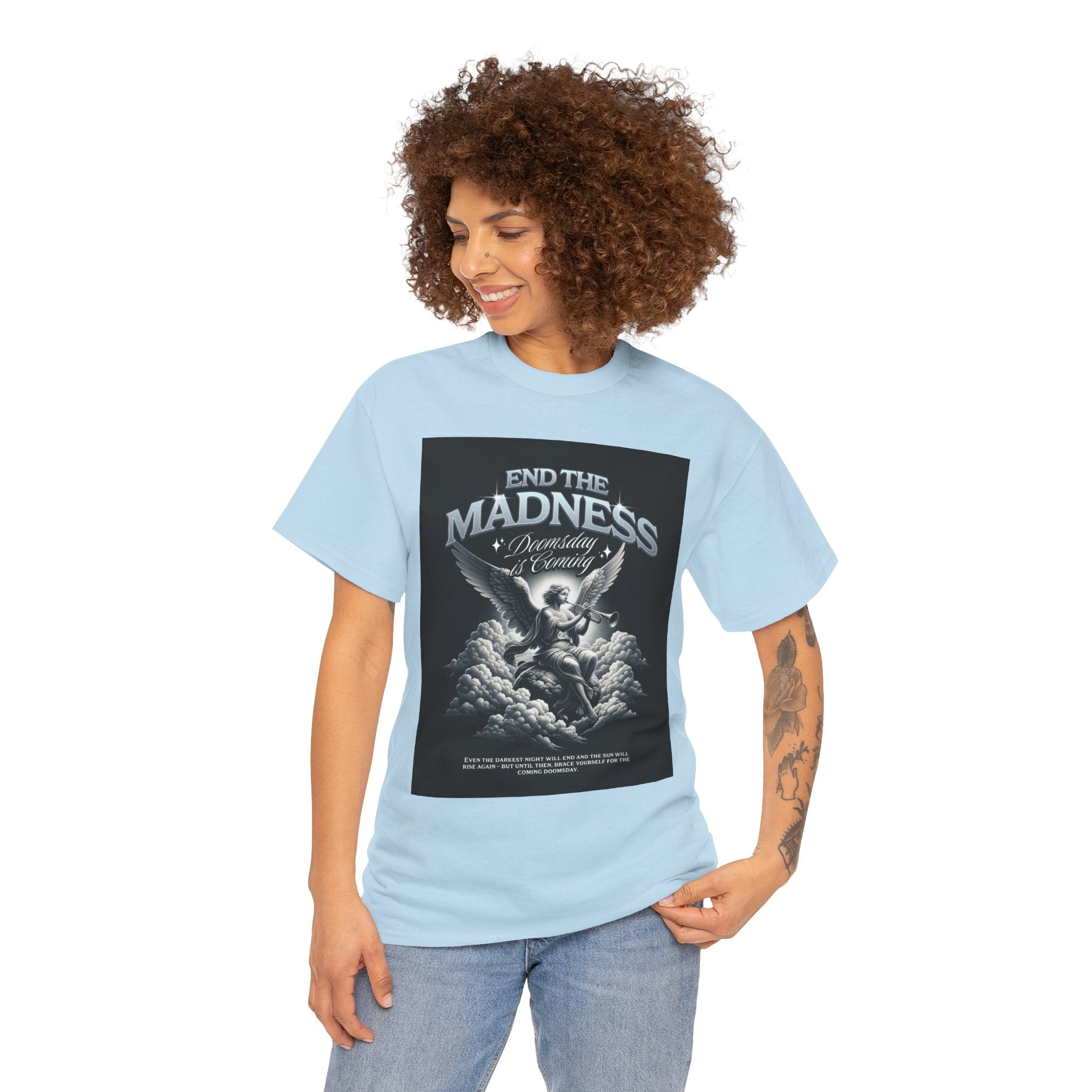 End the Madness Angel Graphic Tee — Vintage Gothic Band-Style T-Shirt