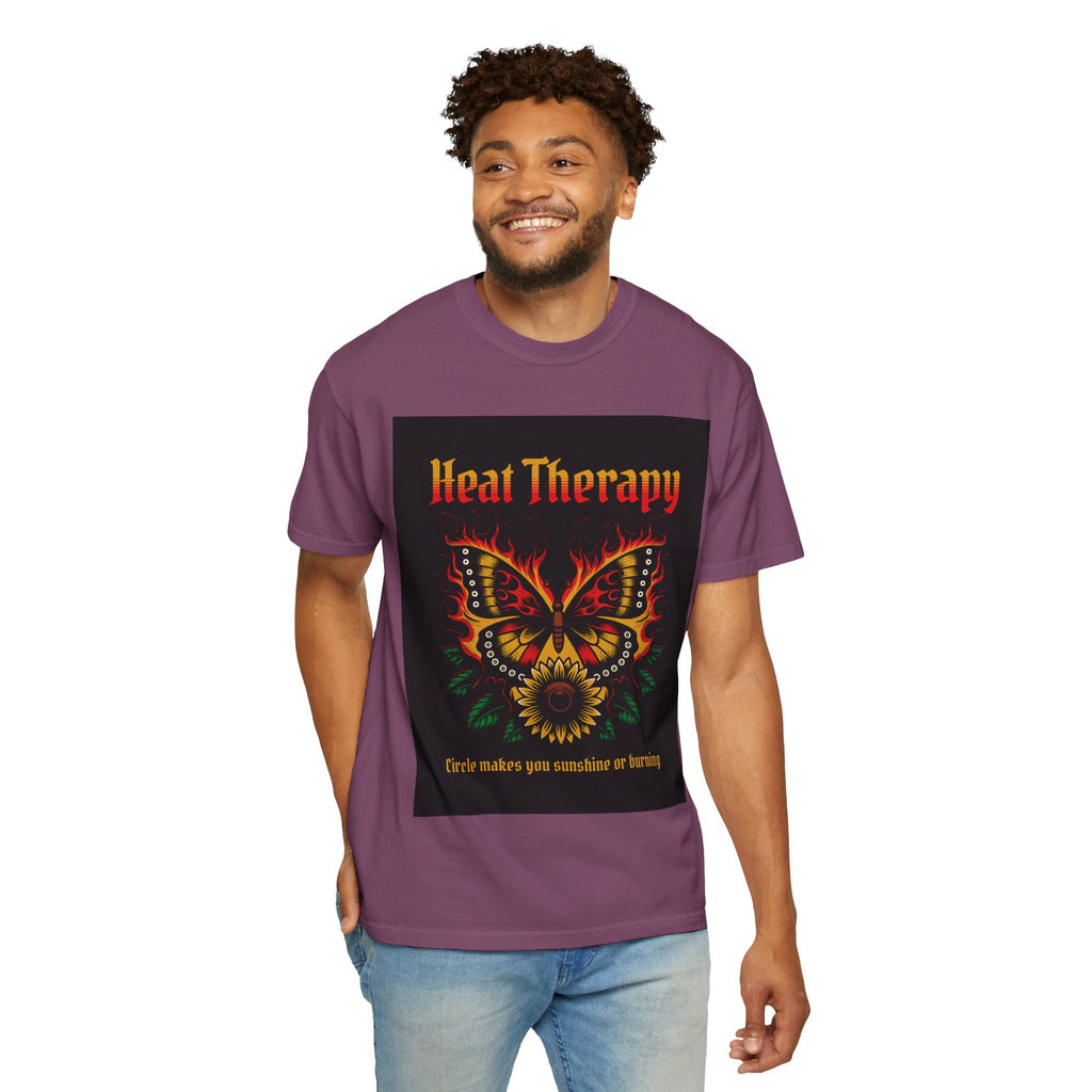 Heat Therapy Butterfly T-Shirt — Retro Floral Sunflower Design