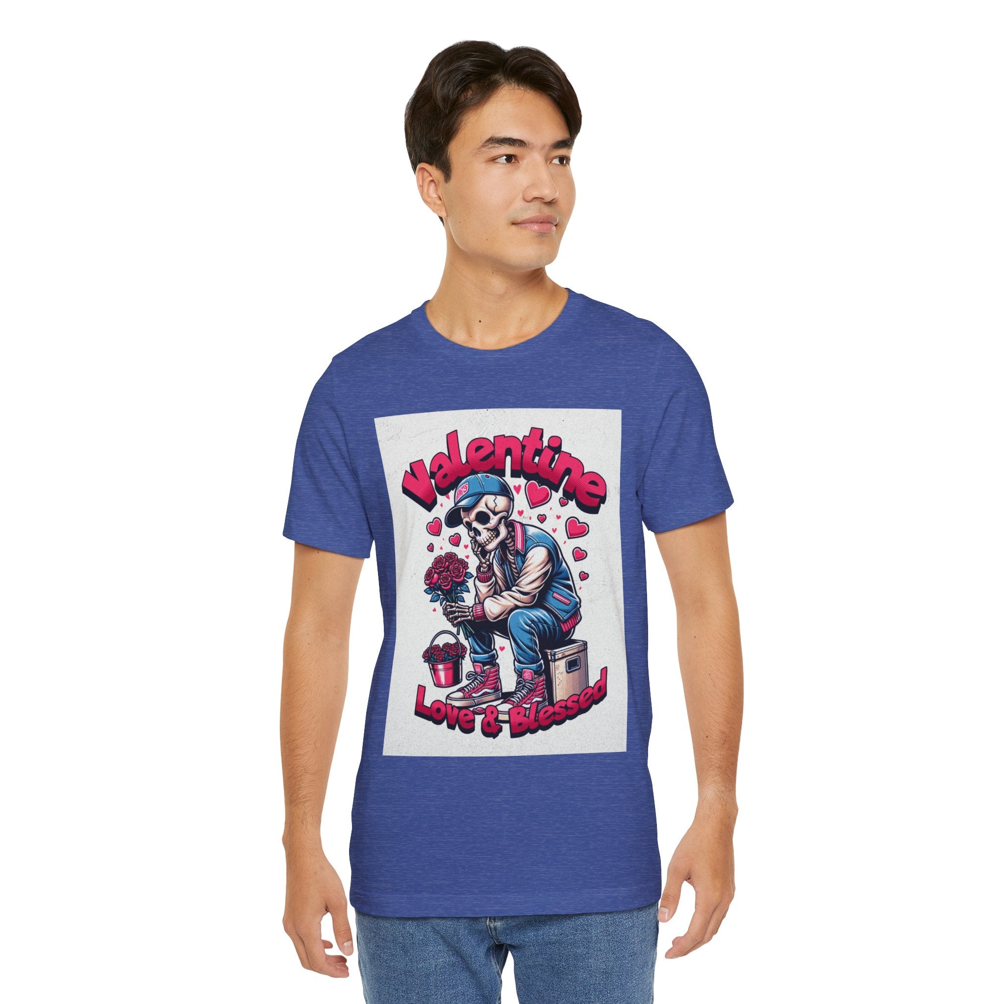 Valentine Skull T-Shirt – "Love & Blessed" Gothic Valentine Tee