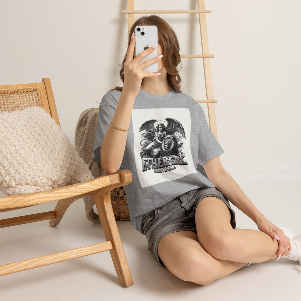Angel & Lion Graphic Tee — "Ethereal" Vintage Gothic Streetwear