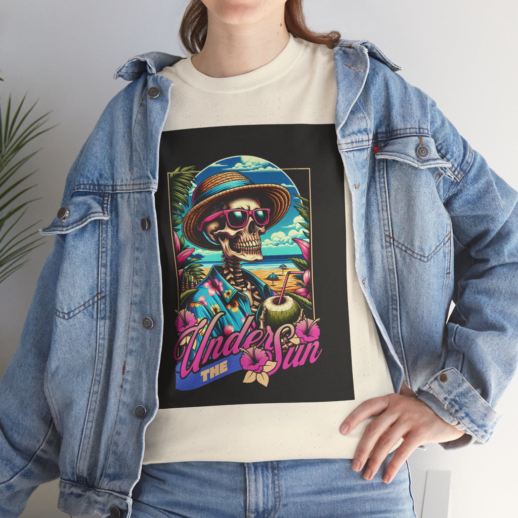 Skull Beach Tee — "Under the Sun" Retro Surf Graphic T-Shirt