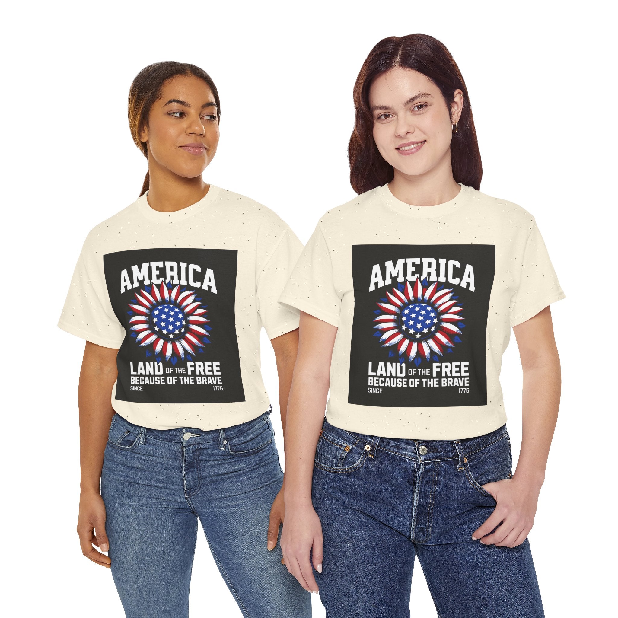 Patriotic America Tee — "Land of the Free Because of the Brave" Cotton T-Shirt