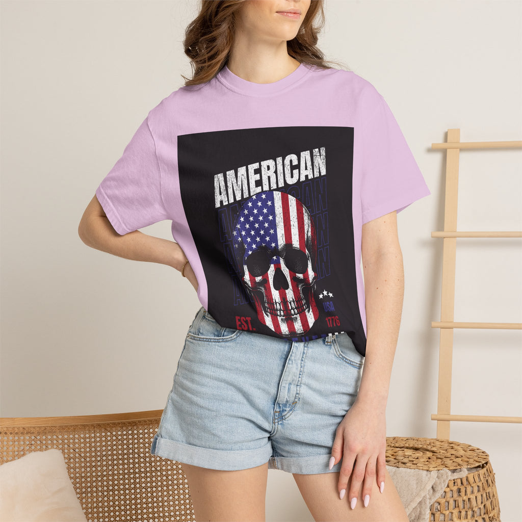 American Skull Flag T-Shirt — "American Forever" Patriotic Graphic Tee