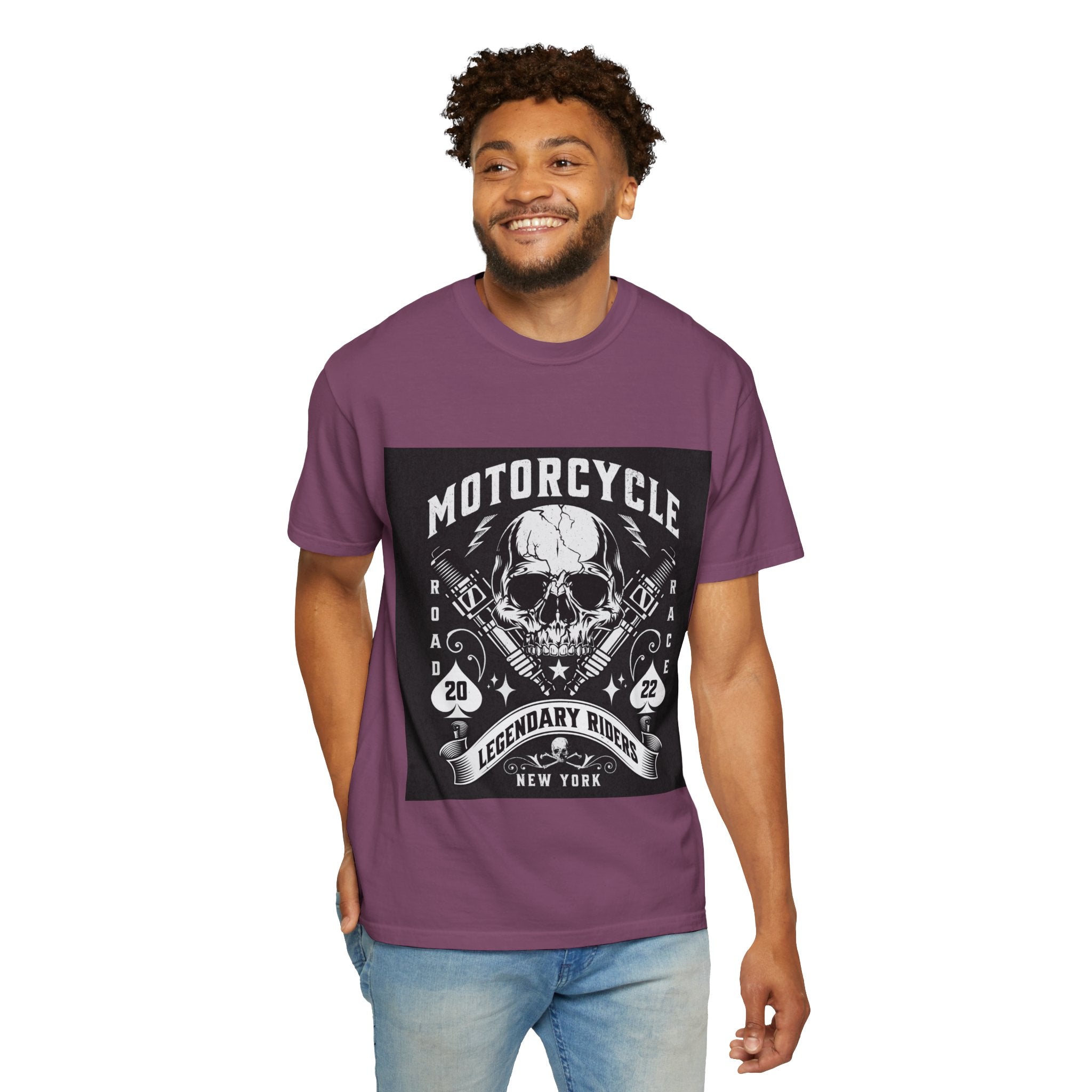 Motorcycle Skull Tee — "Legendary Riders" Vintage Biker Graphic T-Shirt