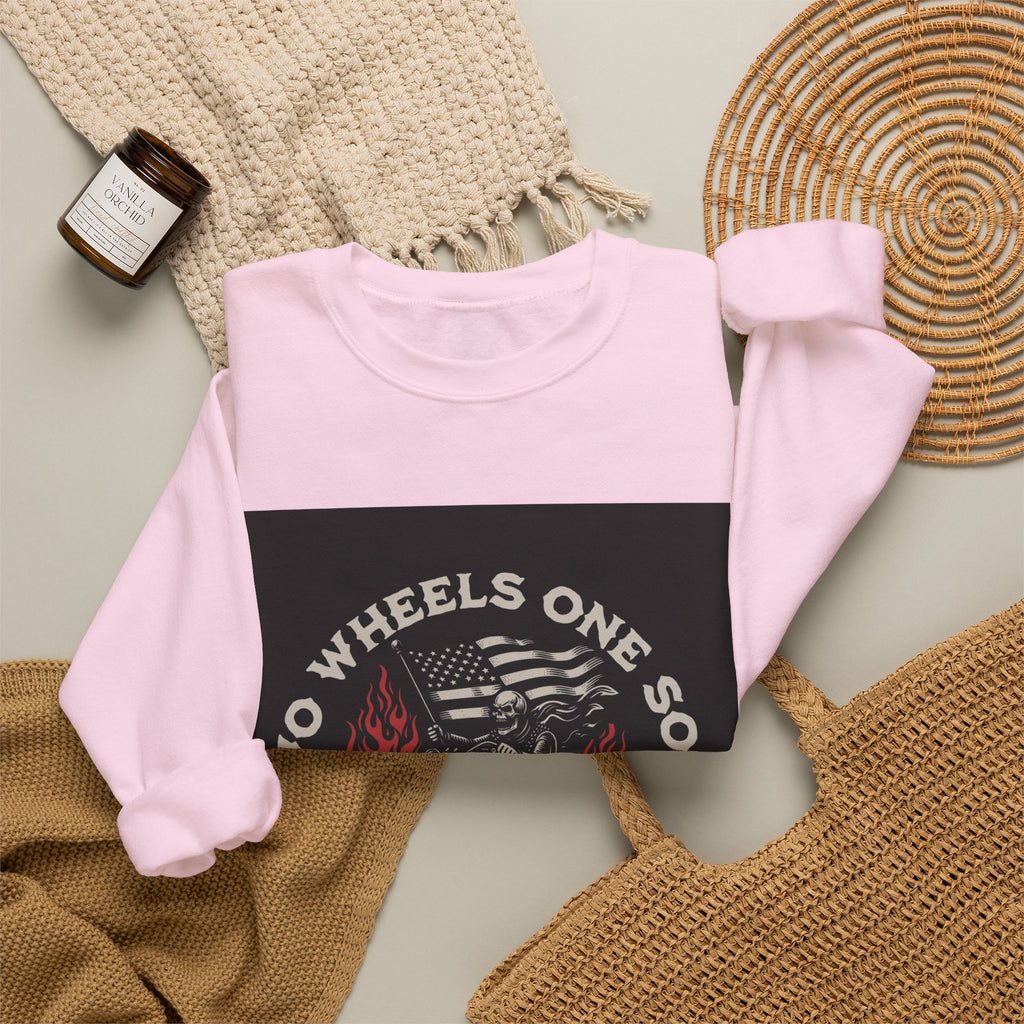 Motorcycle Crewneck Sweatshirt - "Two Wheels One Soul" Vintage Bike Graphic