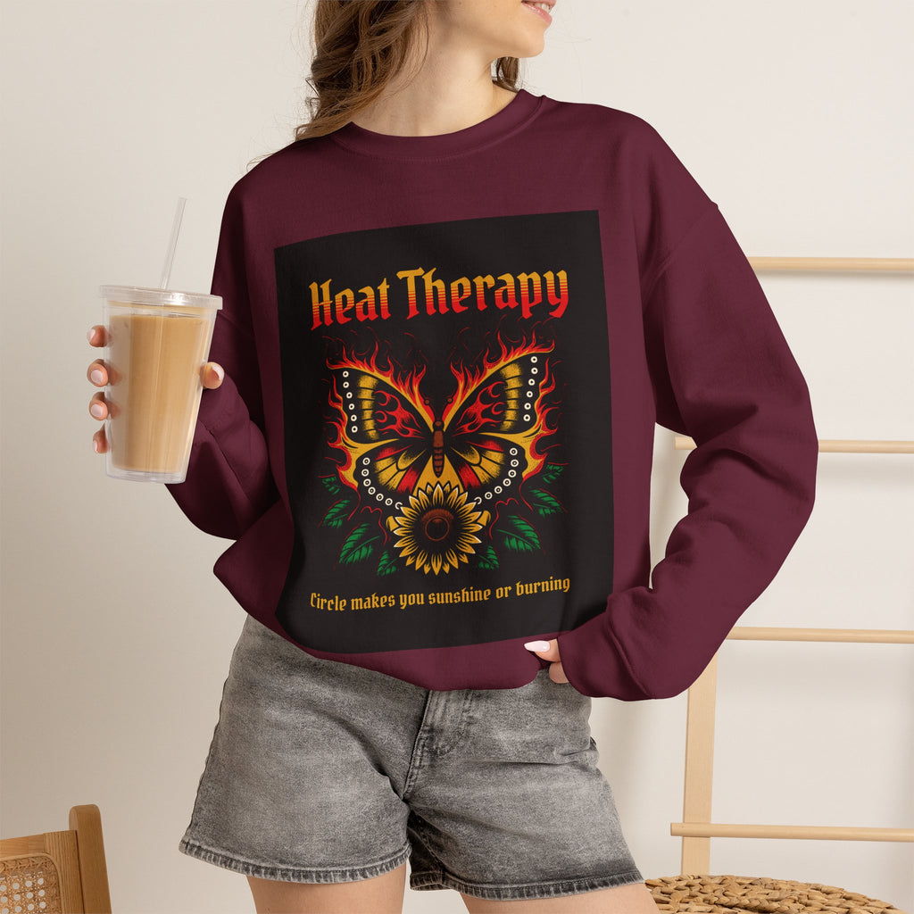 Heat Therapy Crewneck Sweatshirt — Butterfly Flame Graphic