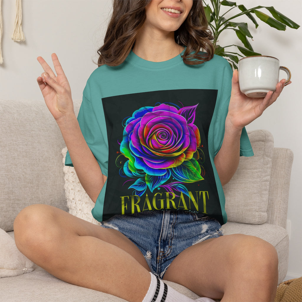 Fragrant Rainbow Rose T-Shirt — Vibrant Floral Graphic Tee