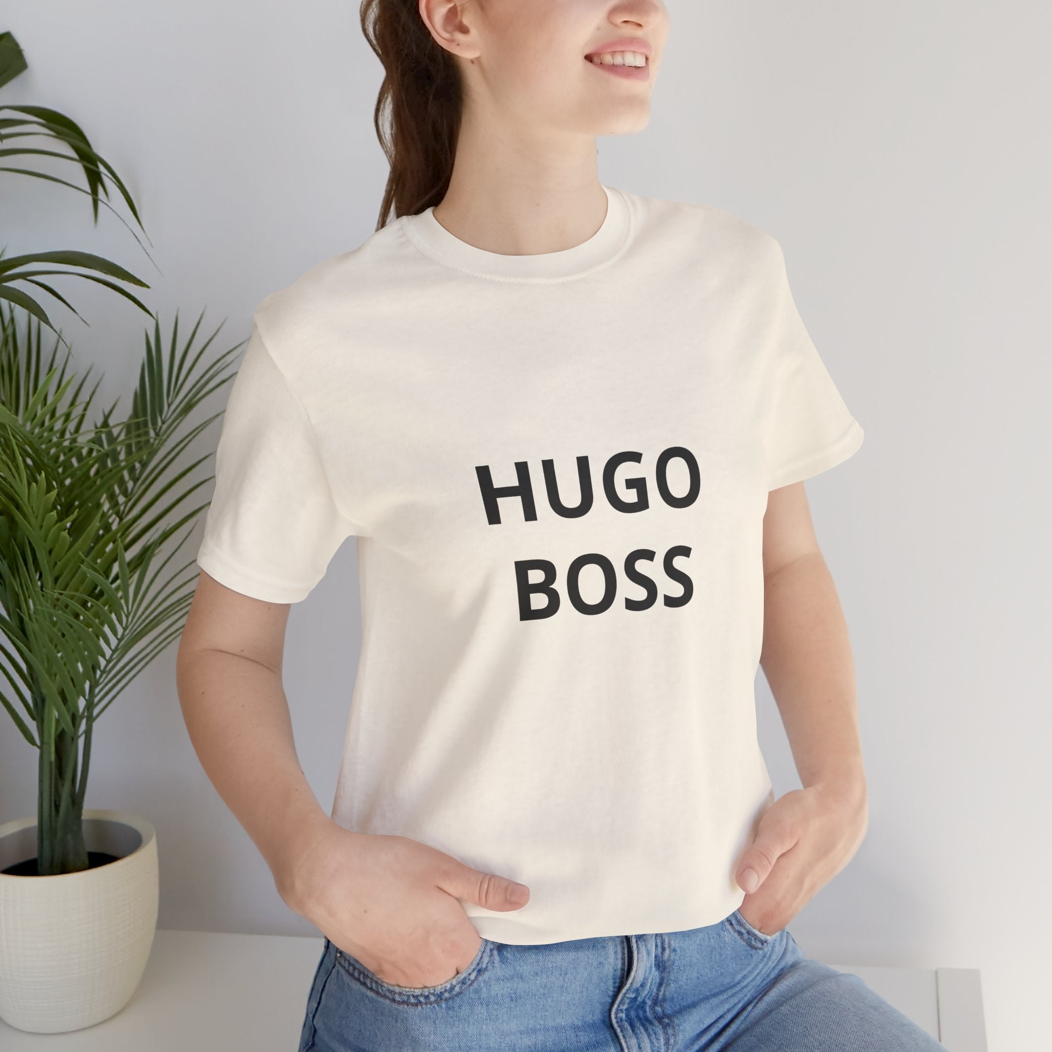 Graphic Tee — "HUGO BOSS" Minimalist Text T-Shirt