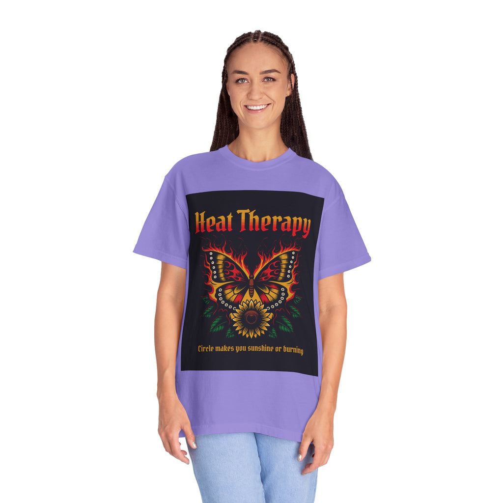 Heat Therapy Butterfly T-Shirt — Retro Floral Sunflower Design