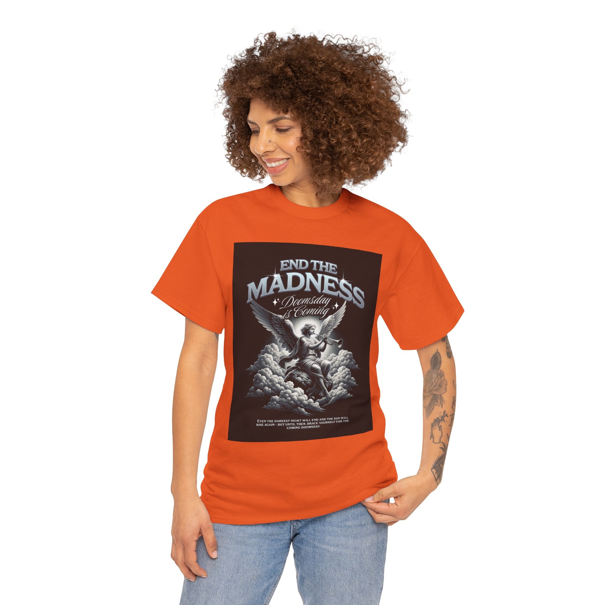 End the Madness Angel Graphic Tee — Vintage Gothic Band-Style T-Shirt
