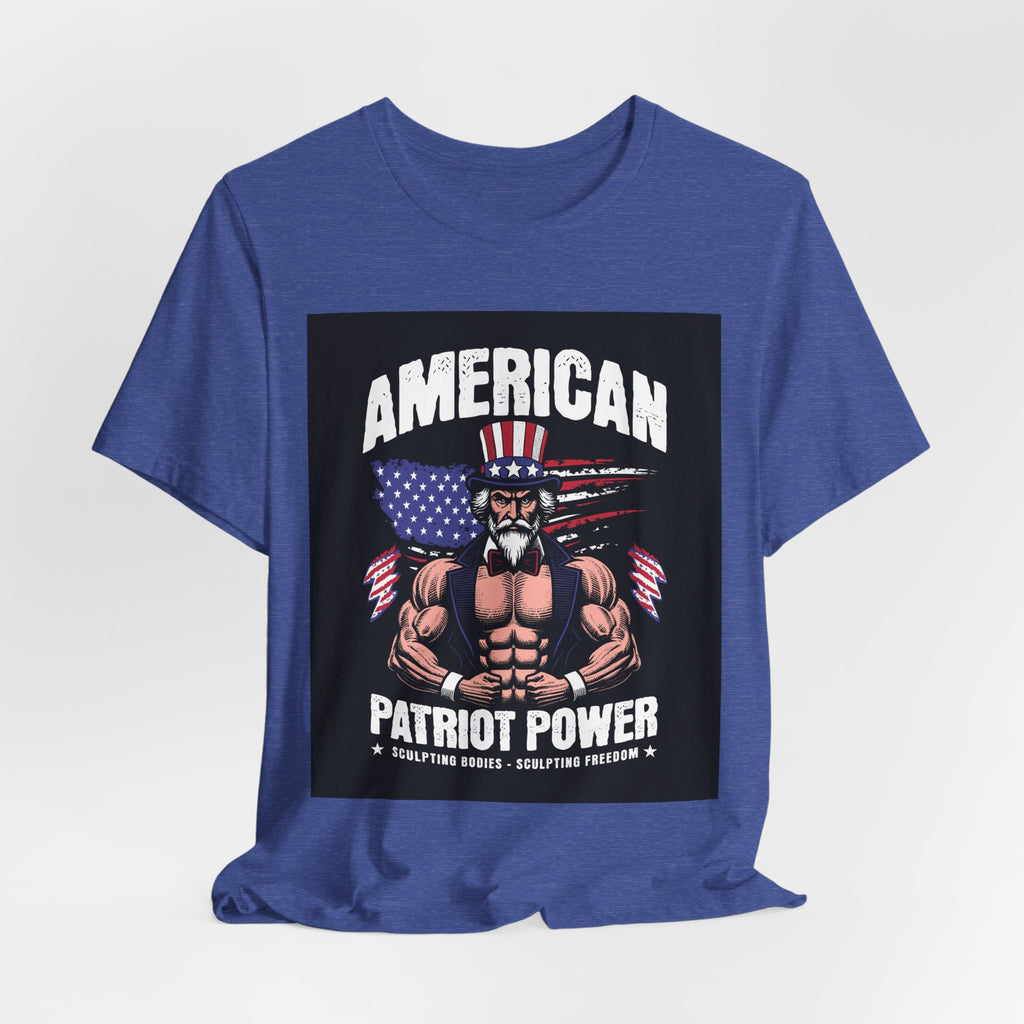 Patriot Power T-Shirt — American Flag Uncle Sam Muscle Graphic Tee