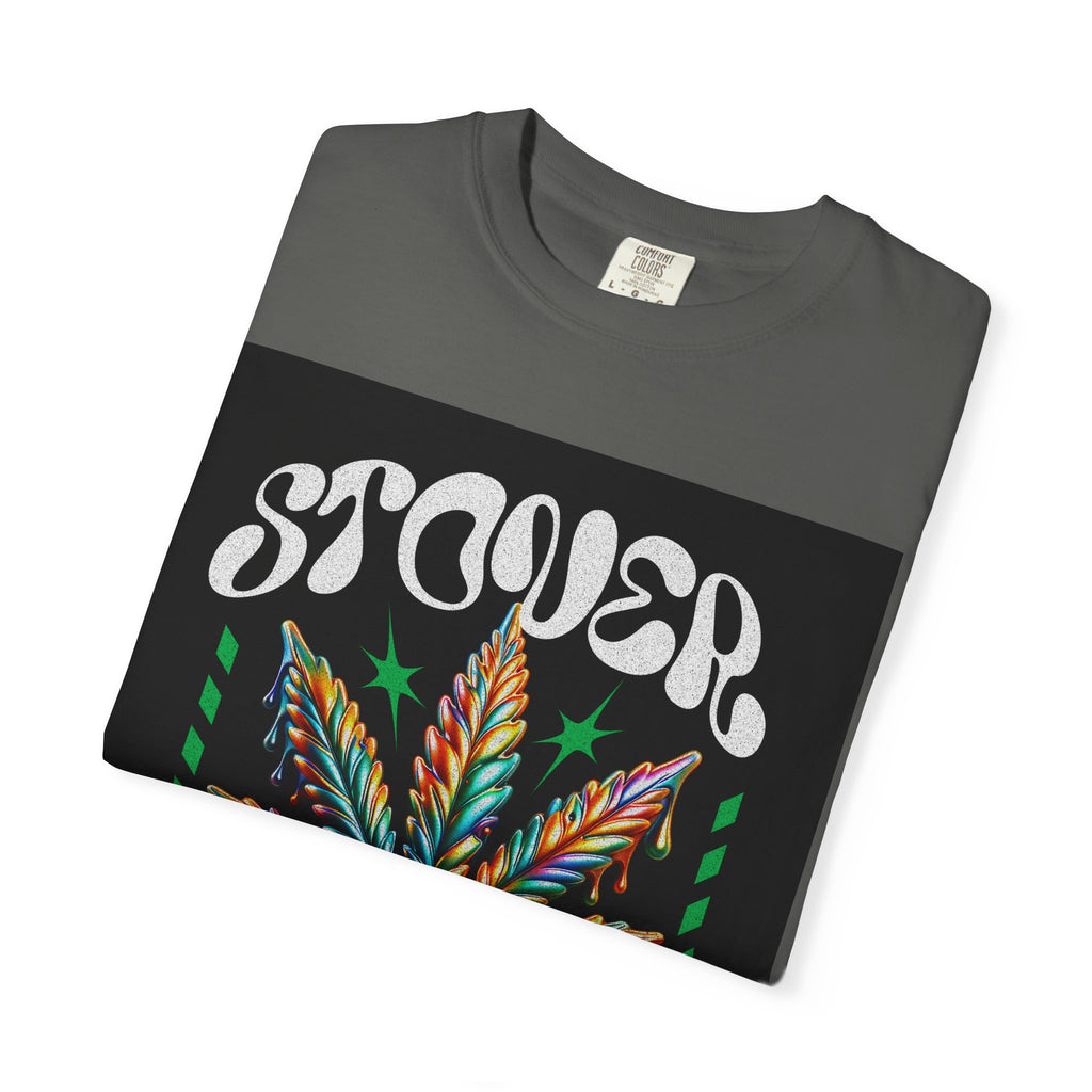 T-Shirt — Stover "Grow Your Own Serenity" Colorful Cannabis Leaf Graphic