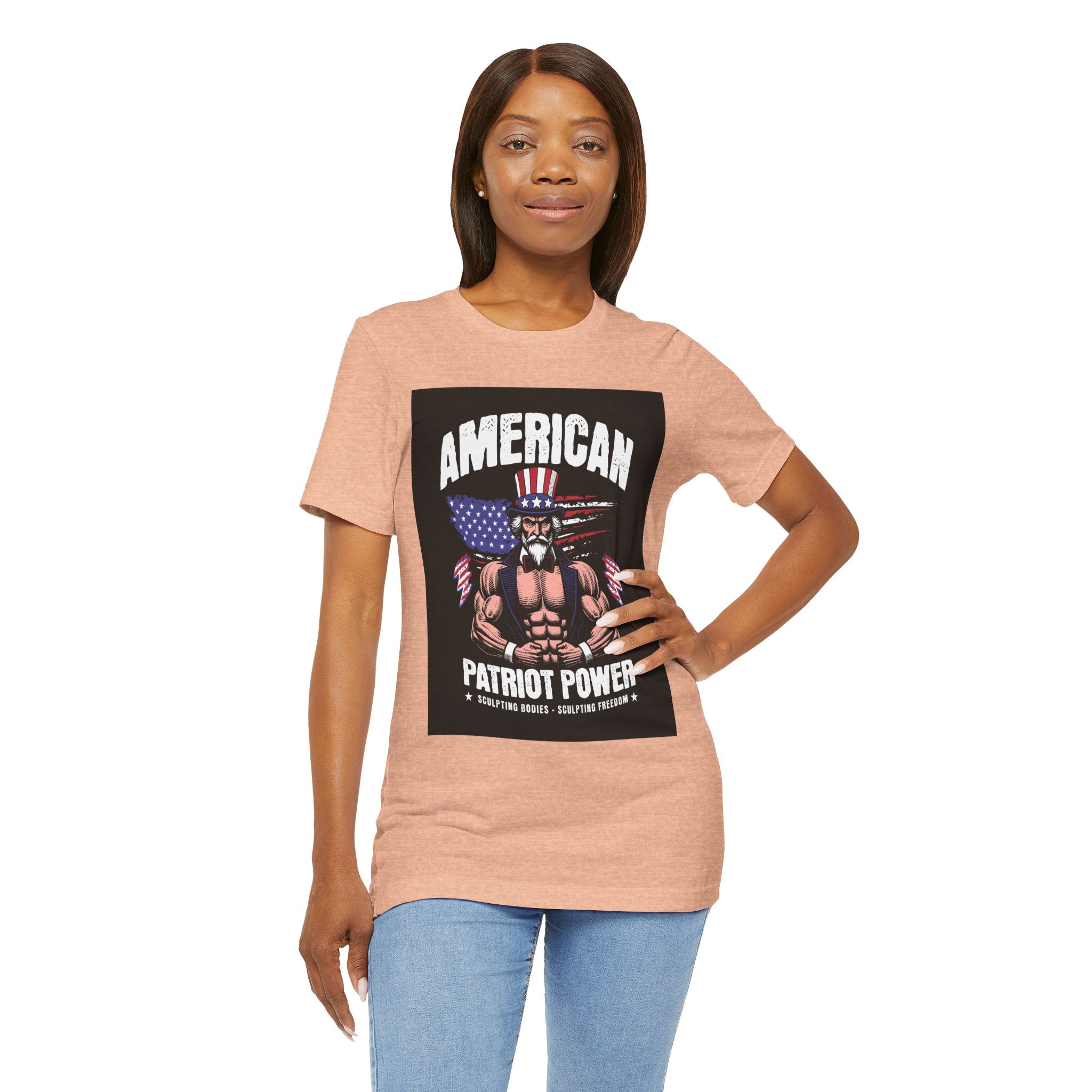 Patriot Power T-Shirt — American Flag Uncle Sam Muscle Graphic Tee