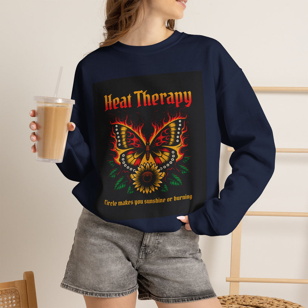Heat Therapy Crewneck Sweatshirt — Butterfly Flame Graphic