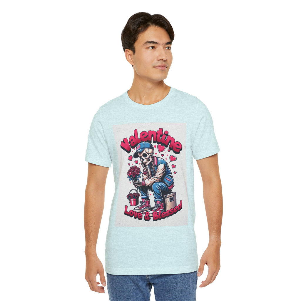 Valentine Skull T-Shirt – "Love & Blessed" Gothic Valentine Tee