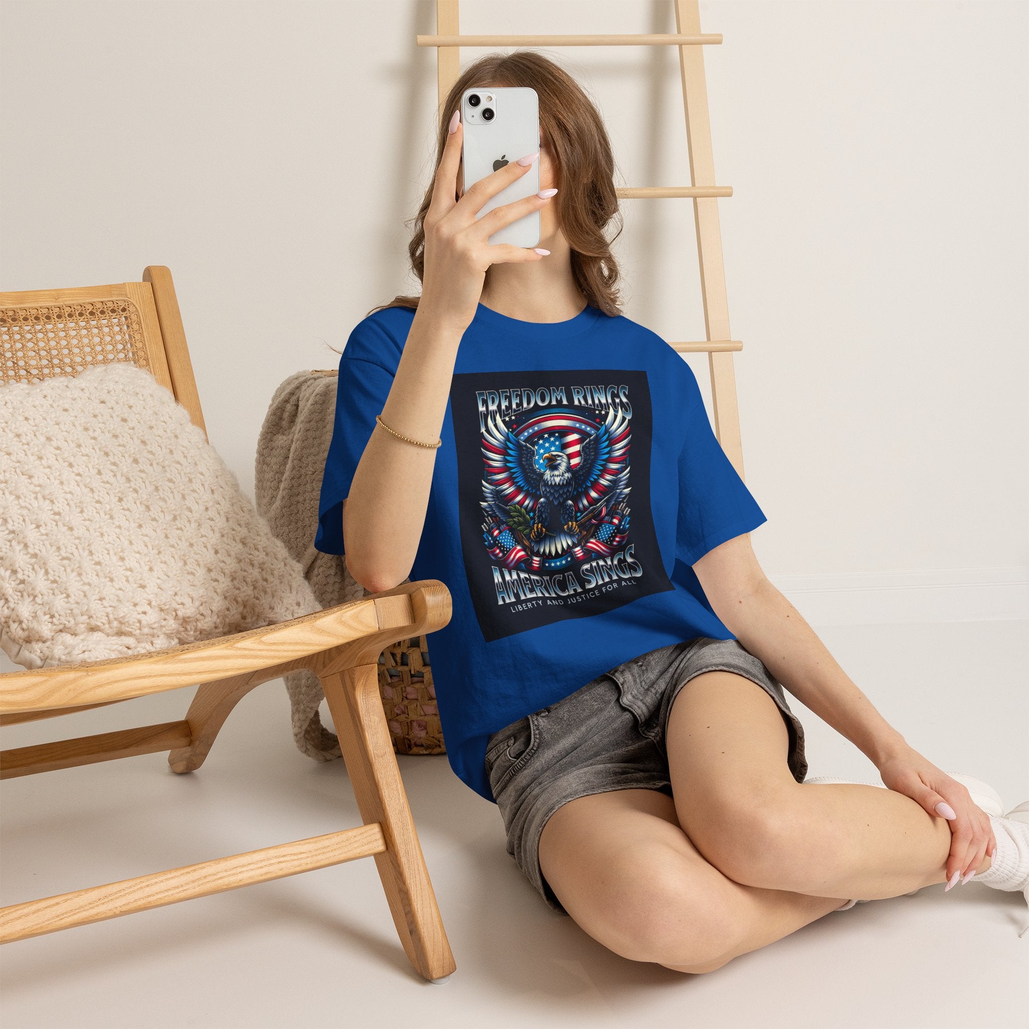 Eagle & American Flag Tee — "Freedom Rings, America Sings" Patriotic T-Shirt